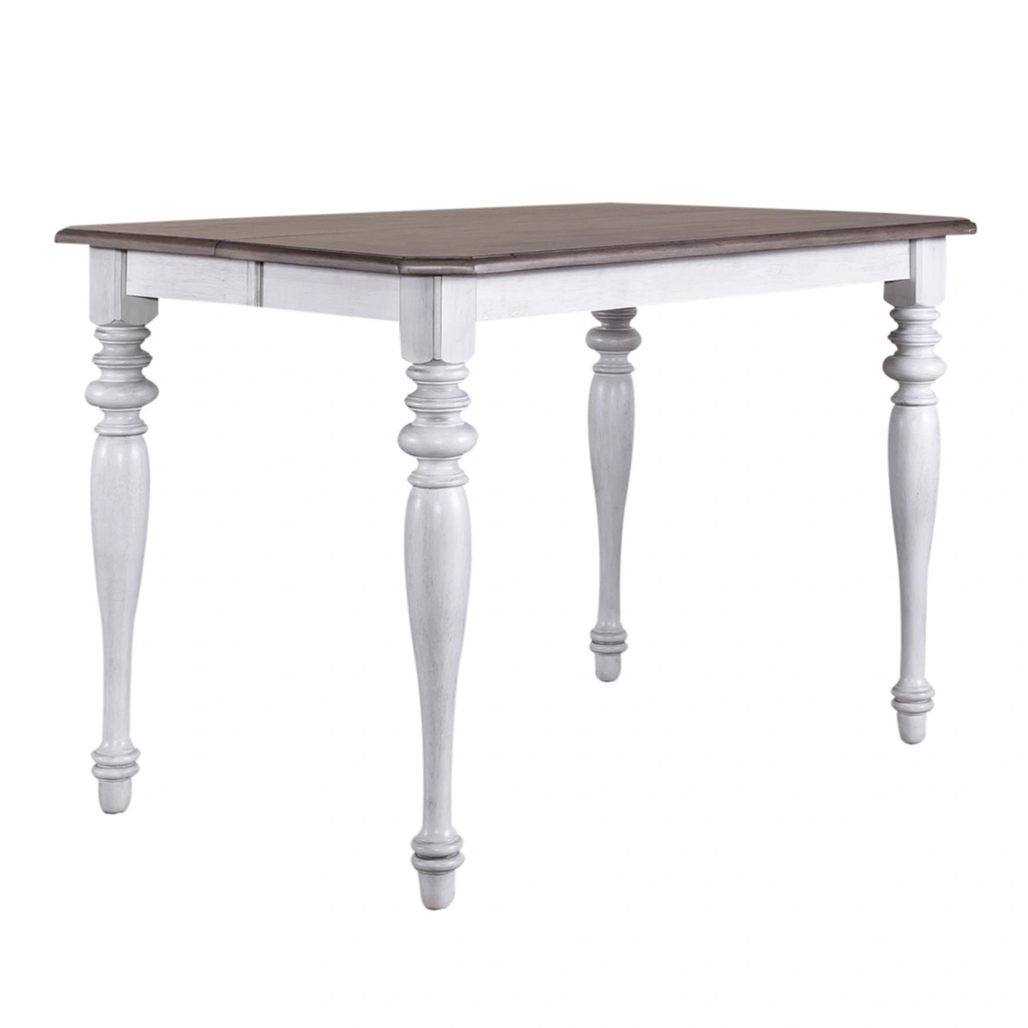 Ocean Isle Gathering Table in Antique White with Weathered Pine image