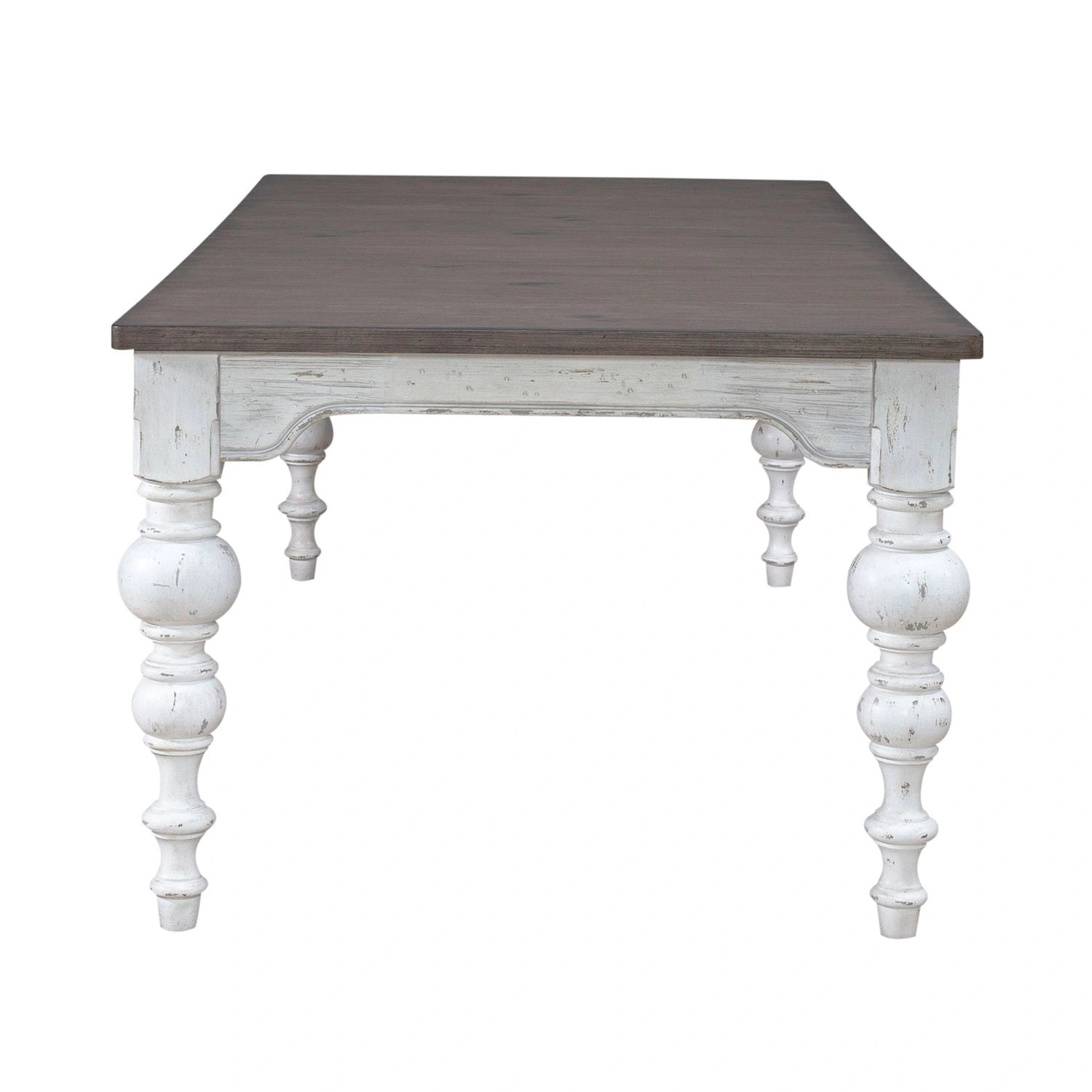 River Place Rectangular Leg Table in Riverstone White & Tobacco image