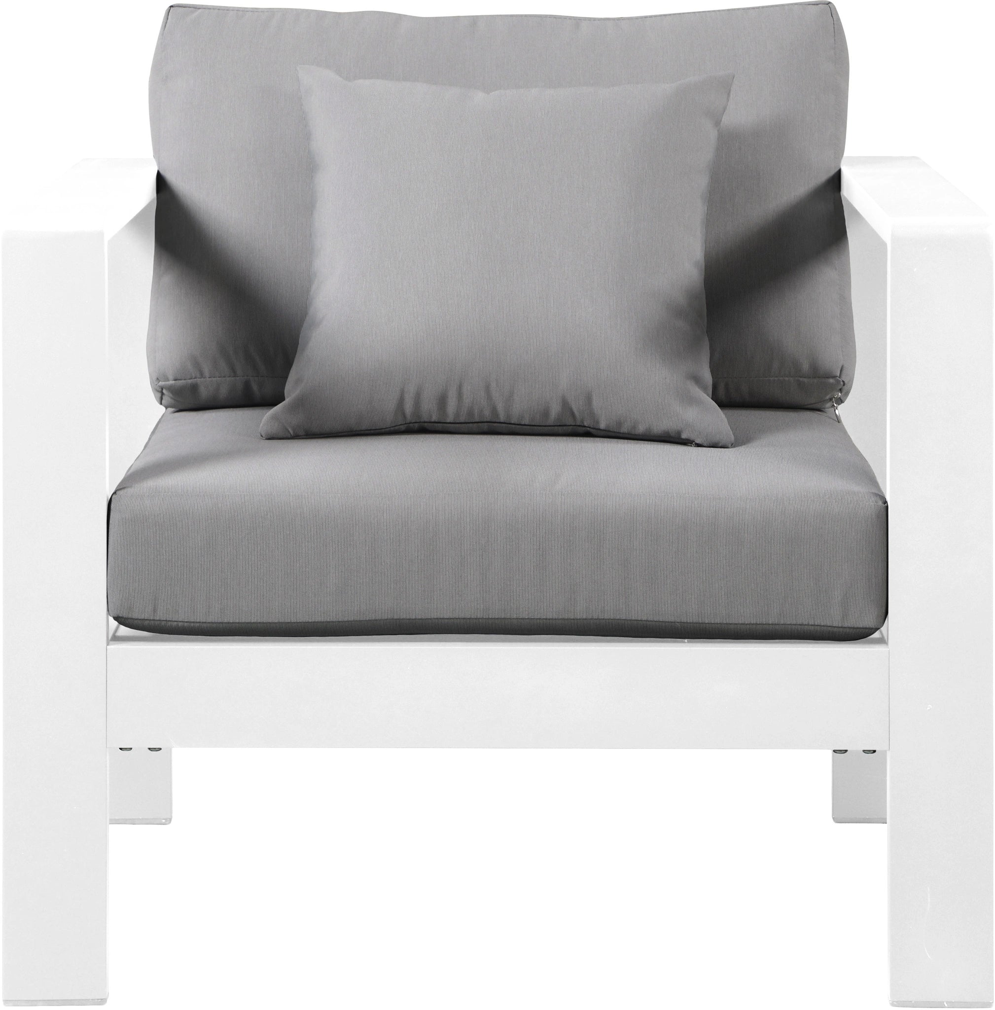 Nizuc Grey Waterproof Fabric Outdoor Patio Aluminum Arm Chair