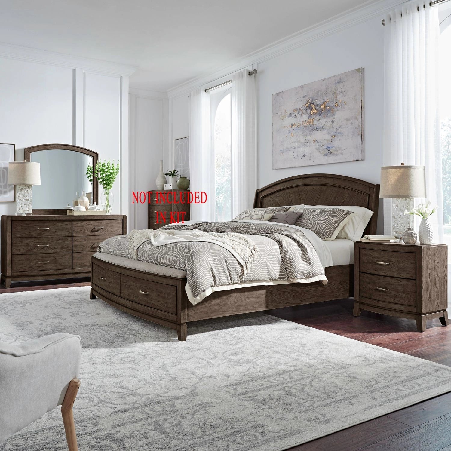 Avalon King Panel Storage Bed, Dresser & Mirror, NS image