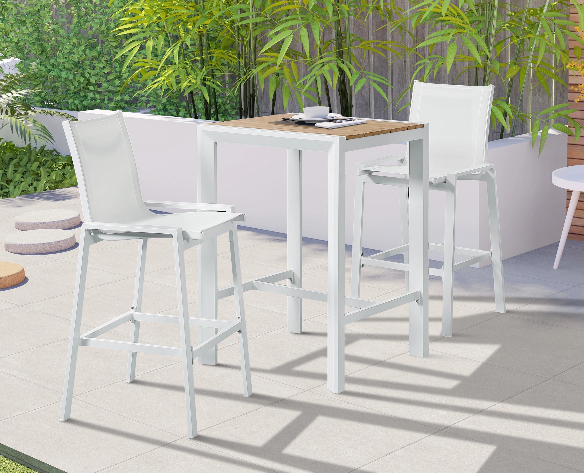 Nizuc Brown manufactured wood Outdoor Patio Aluminum Square Bar Table