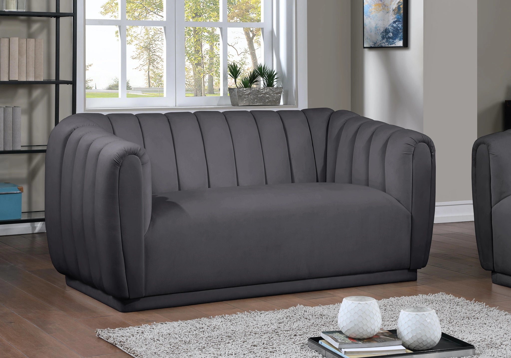 Dixie Grey Velvet Loveseat