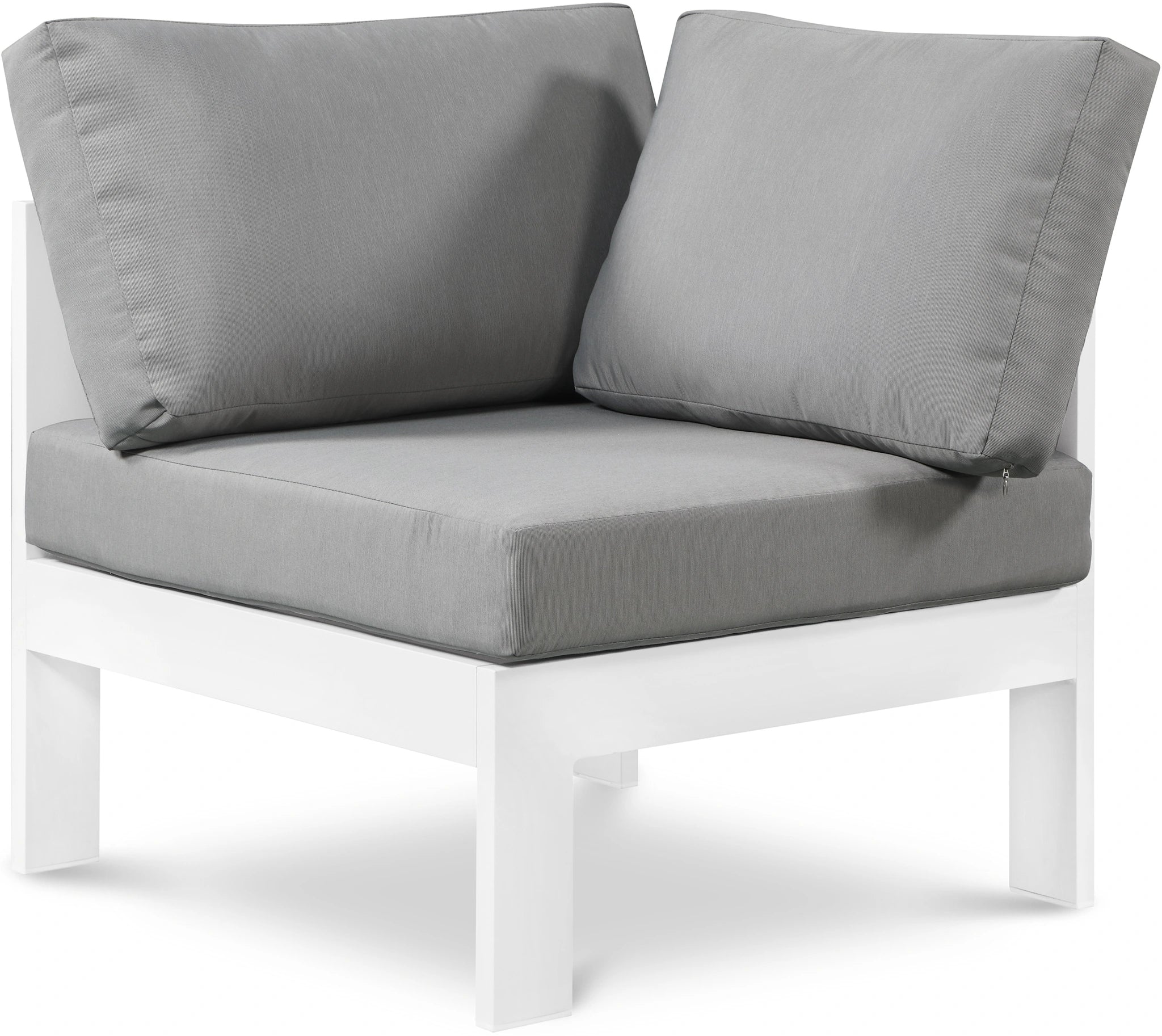 Nizuc Grey Waterproof Fabric Outdoor Patio Aluminum Corner Chair