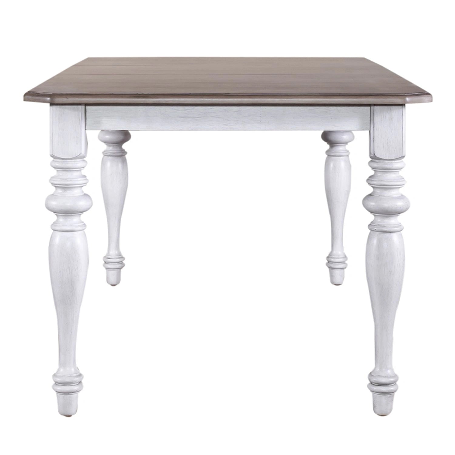 Ocean Isle Rectangular Leg Table in Antique White with Weathered Pine image