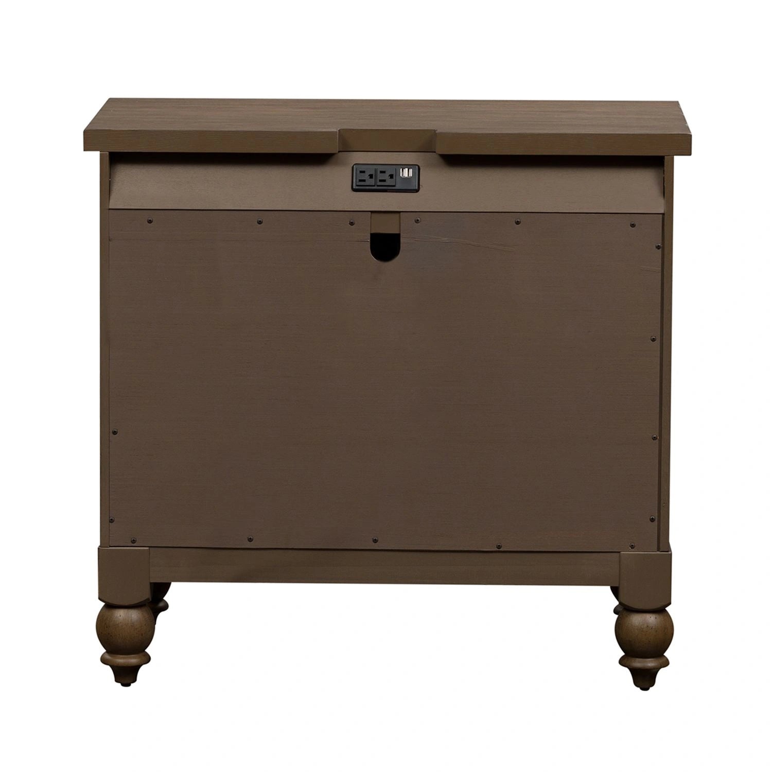 Americana Farmhouse 6 Drawer Bedside Chest in Dusty Taupe and Black image