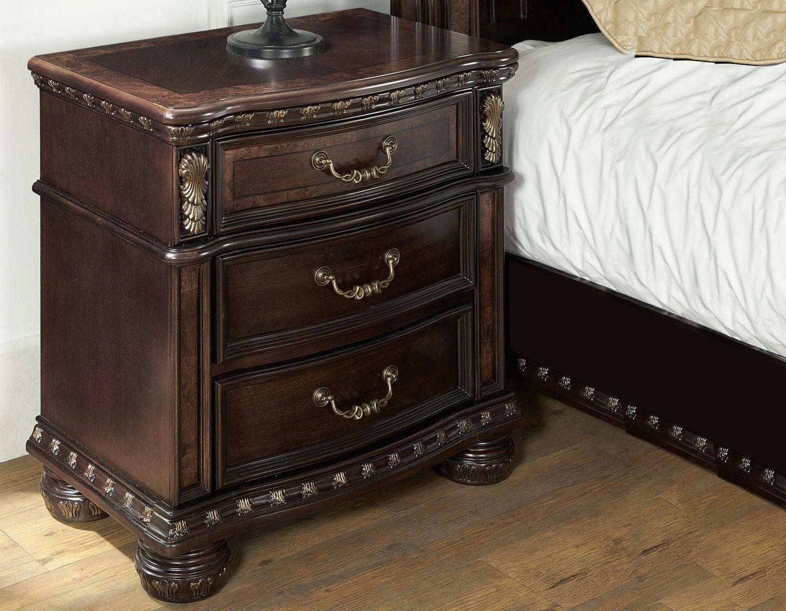 Steve Silver Monte Carlo 3 Drawer Nightstand in Cocoa