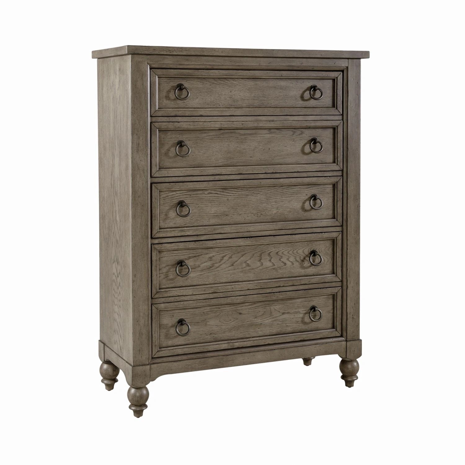 Americana Farmhouse 5 Drawer Chest in Dusty Taupe and Black image