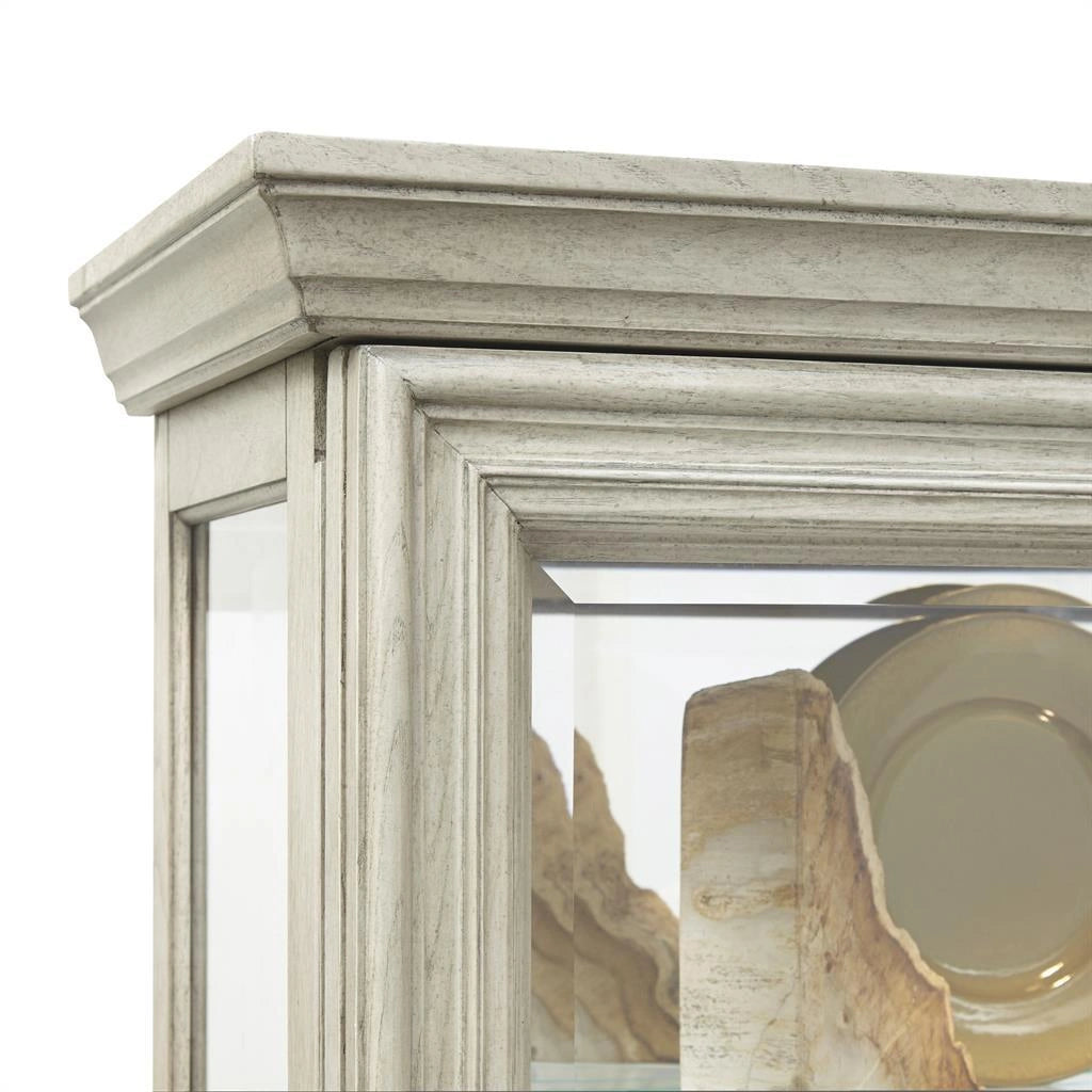 Pulaski Lighted 5 Shelf Sliding Door Curio with Lock in Natural Beige