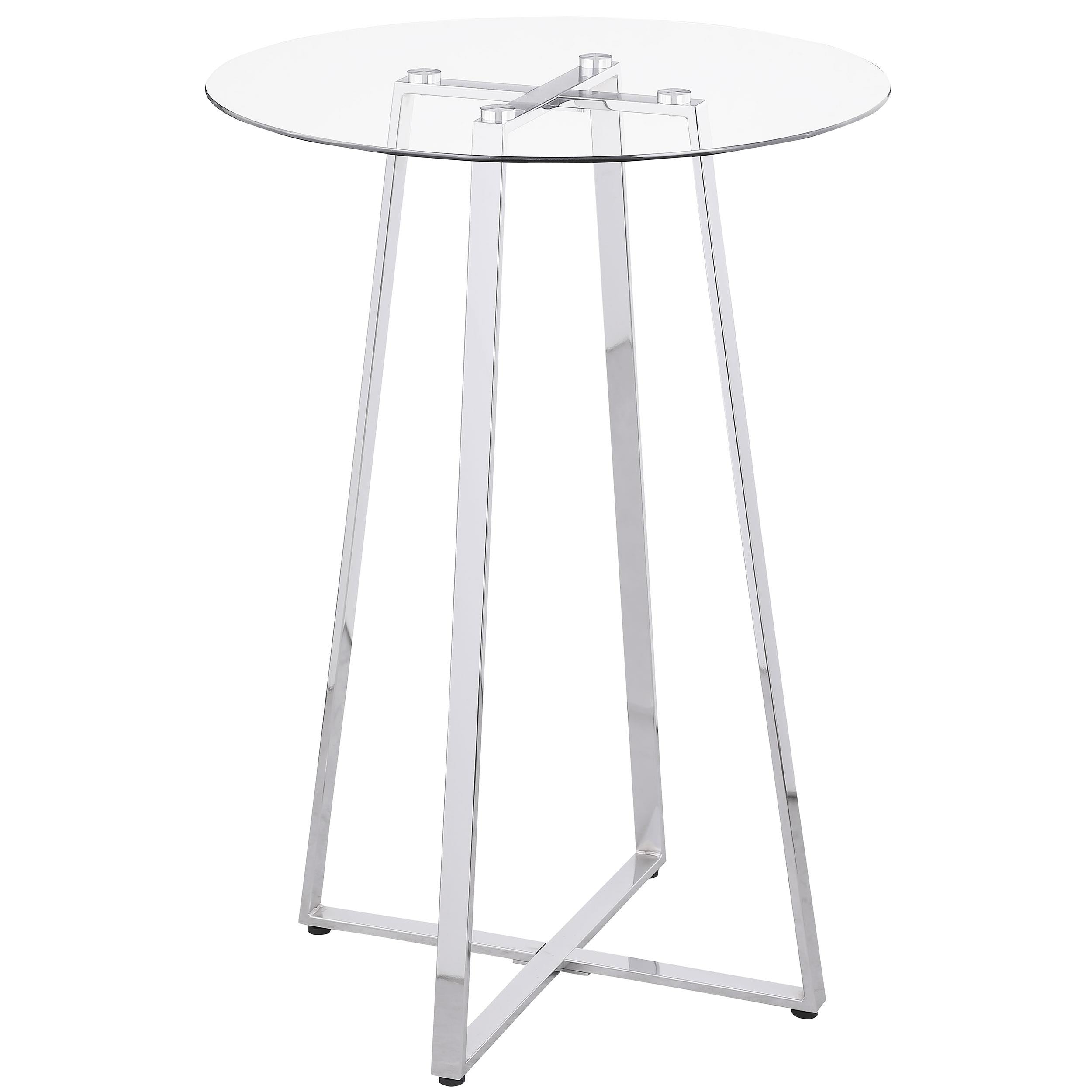 Zanella Glass Top Bar Table Chrome - Luxury Home Furniture (MI)