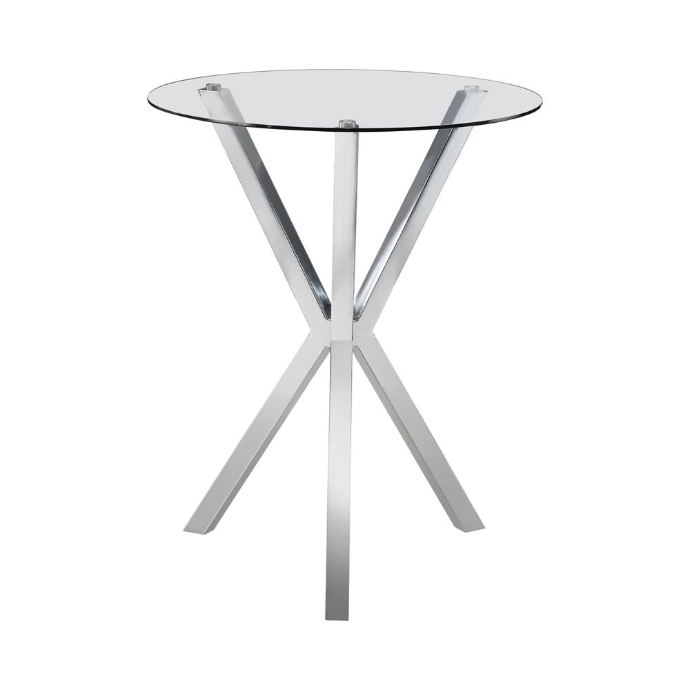 Denali Round Glass Top Bar Table Chrome - Luxury Home Furniture (MI)