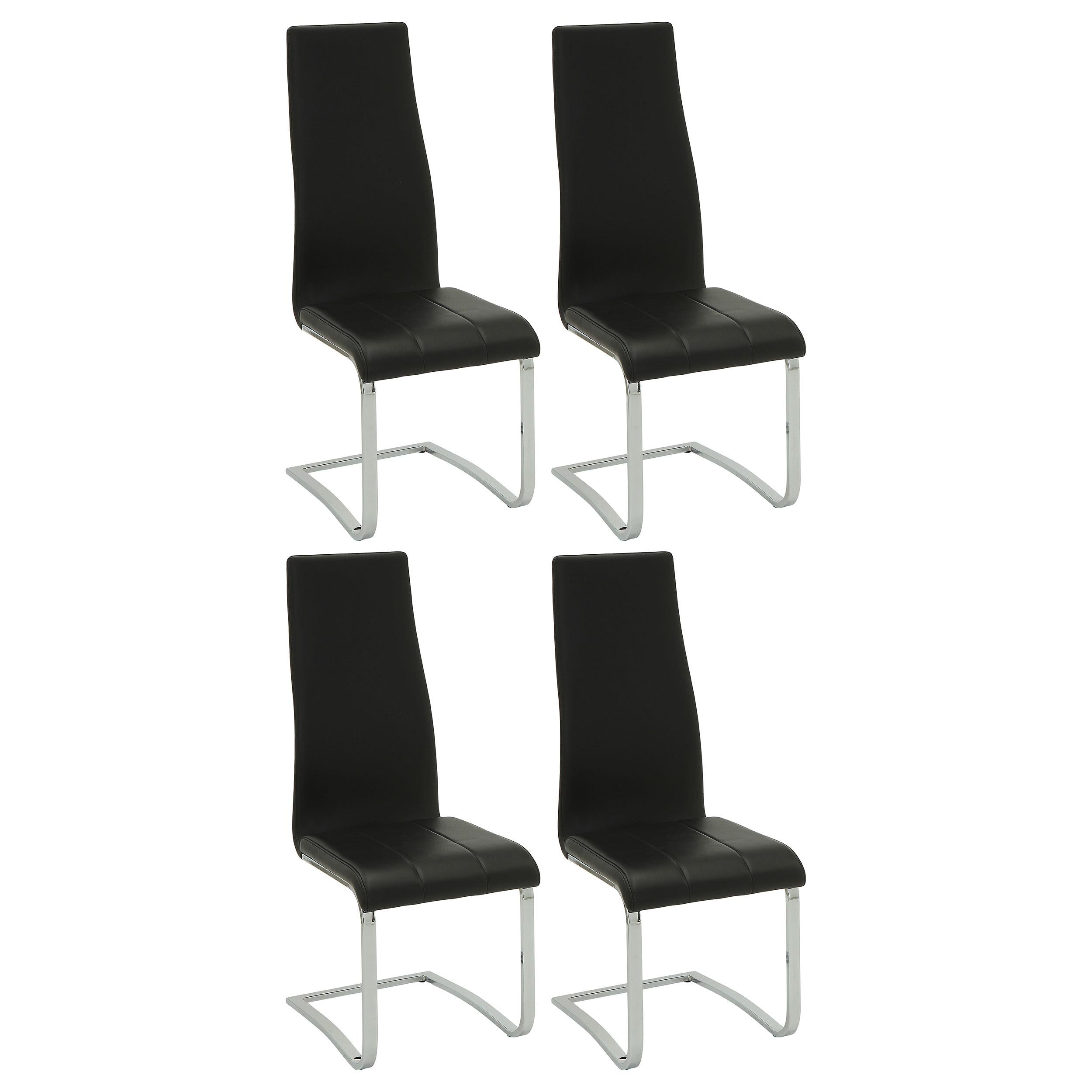 Montclair High Back Dining Chairs Black and Chrome (Set of 4) - Luxury Home Furniture (MI)