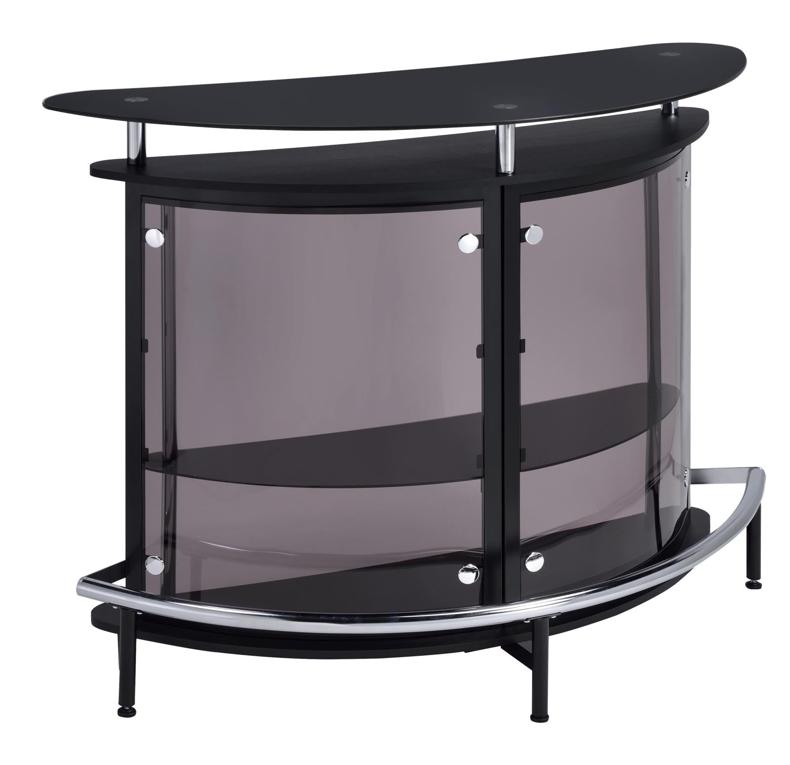 Amarillo 2-tier Bar Unit Black and Chrome - Luxury Home Furniture (MI)