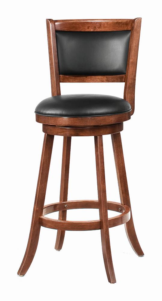Broxton Upholstered Swivel Bar Stools Chestnut and Black (Set of 2) - Luxury Home Furniture (MI)