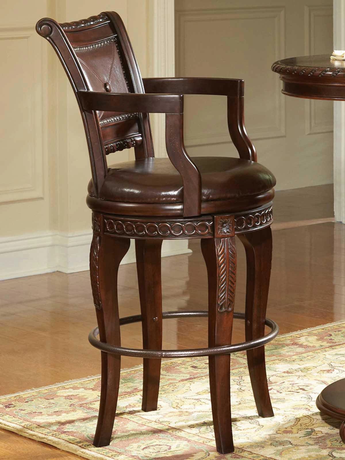 Steve Silver Antoinette Swivel Bar Chair (Set of 2) in Rich Cherry