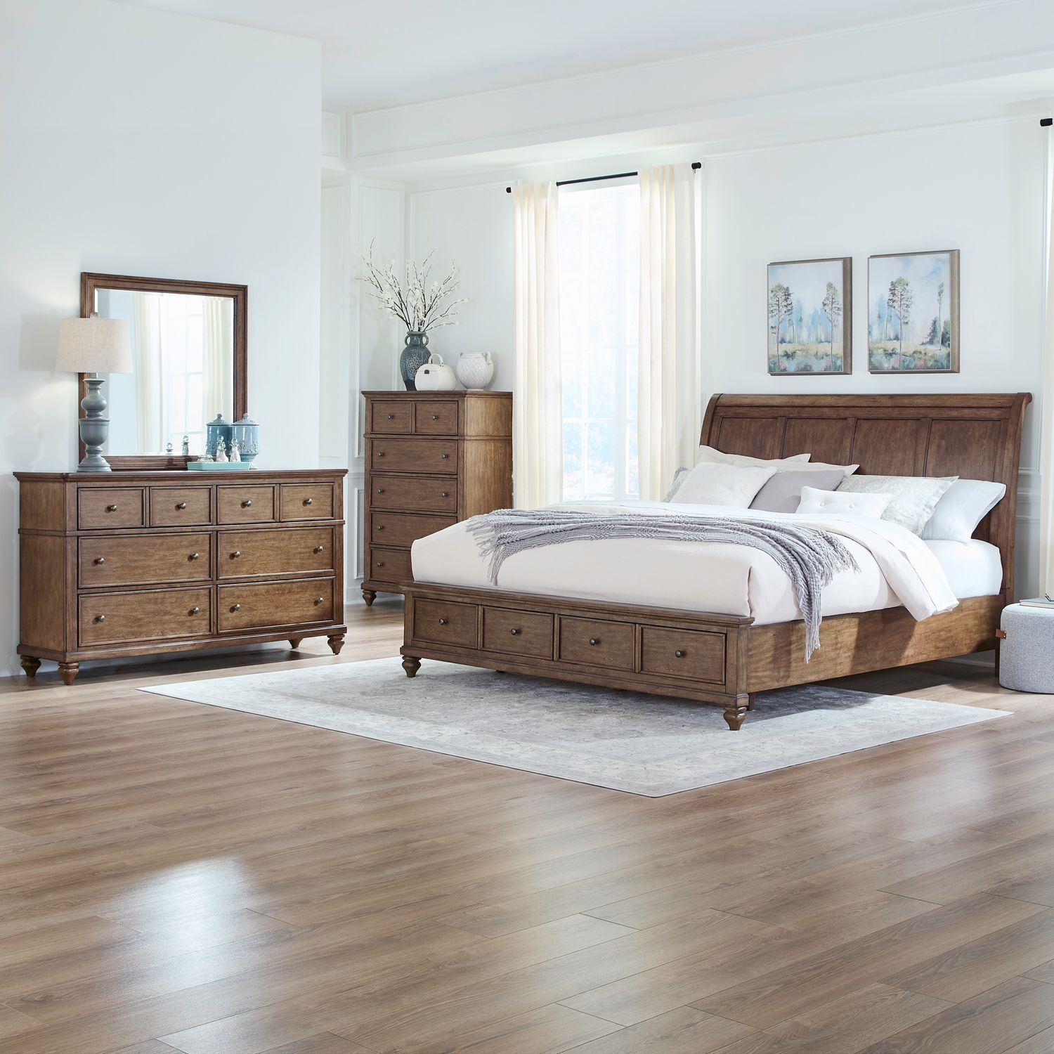 Twin Lakes King Storage Bed, Dresser & Mirror, Chest image