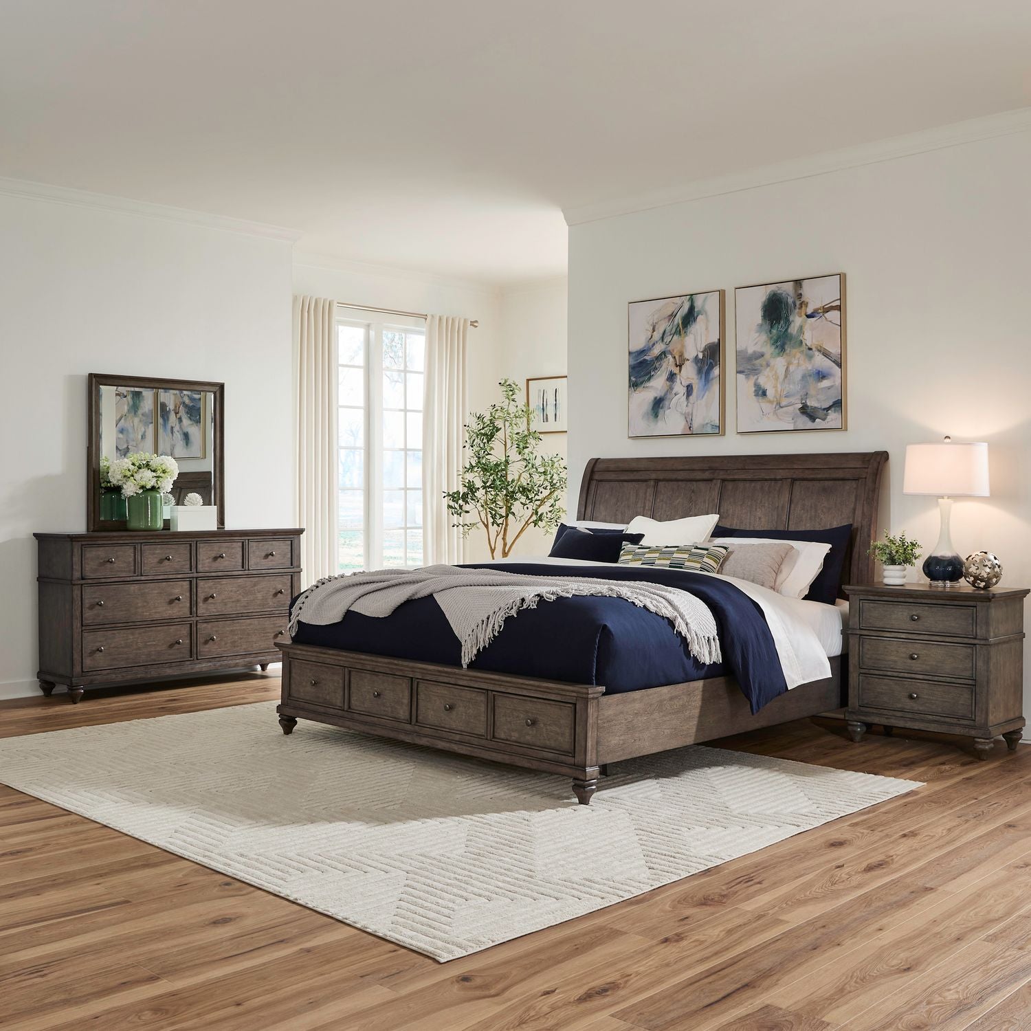 Twin Lakes King Storage Bed, Dresser & Mirror, Night Stand image