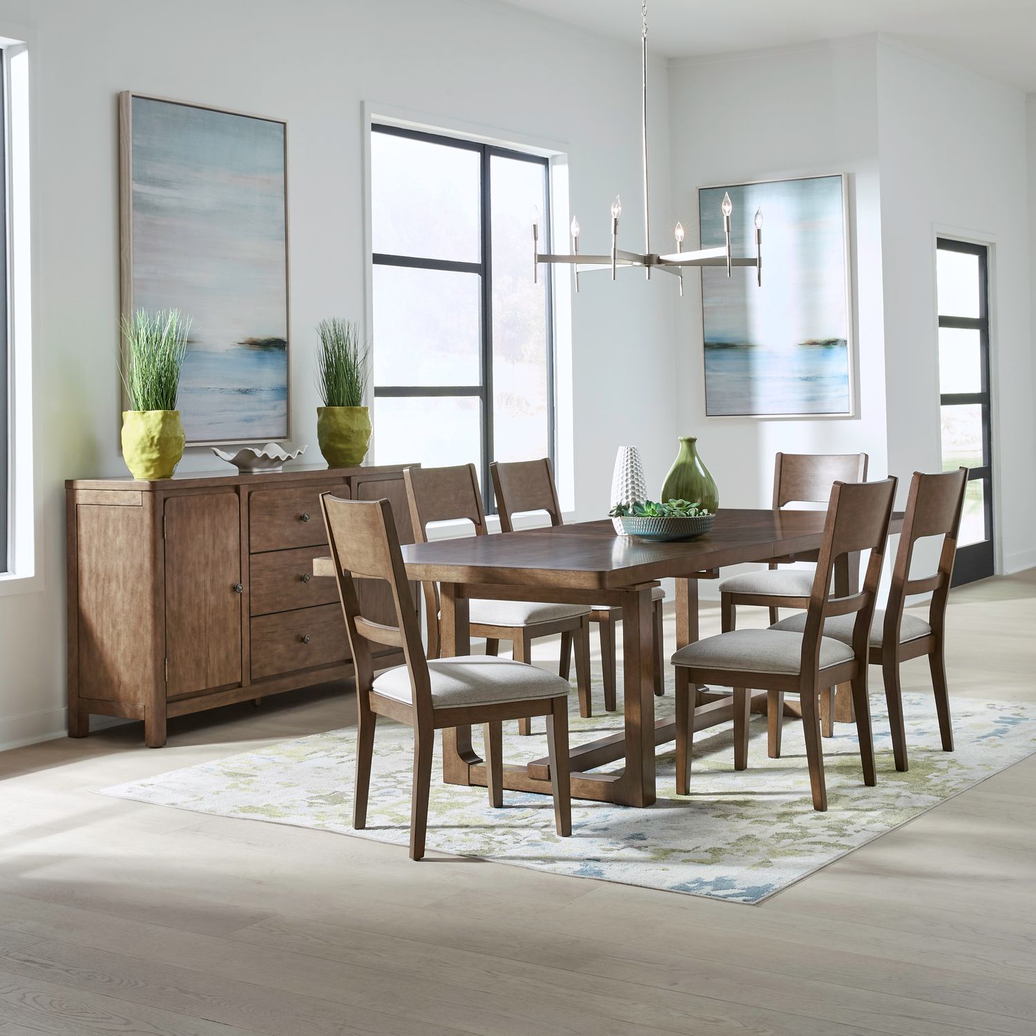 Harmony 7 Piece Trestle Table Set image