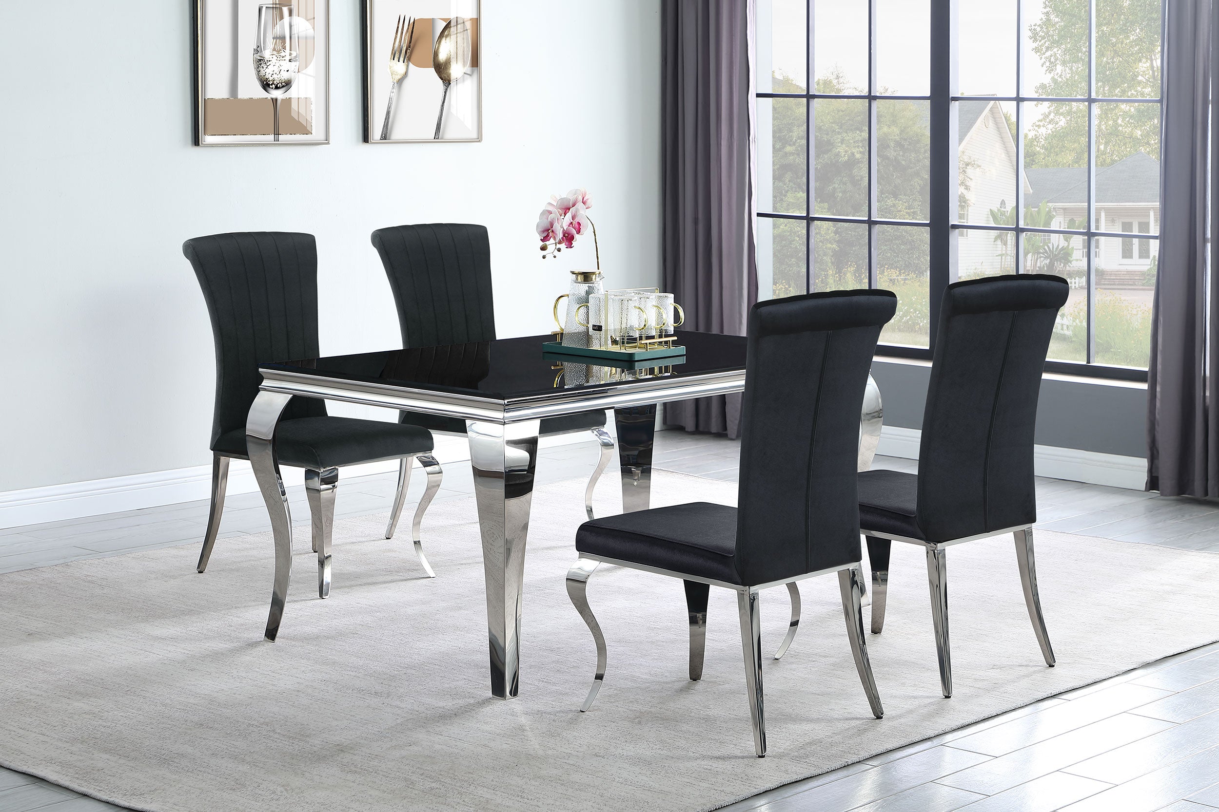Carone 5 Pc Dining Sets Black - Luxury Home Furniture (MI)