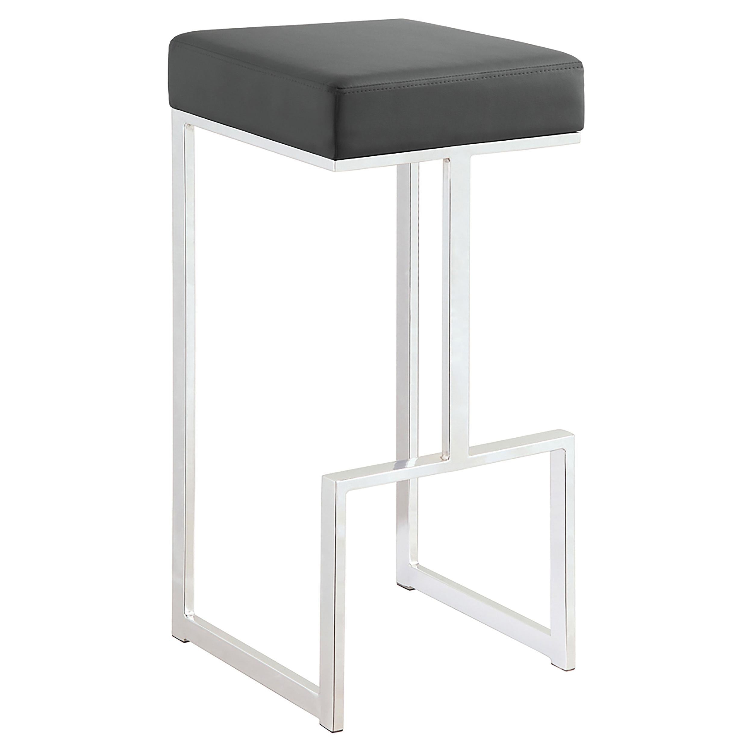 Gervase Square Bar Stool Grey and Chrome - Luxury Home Furniture (MI)