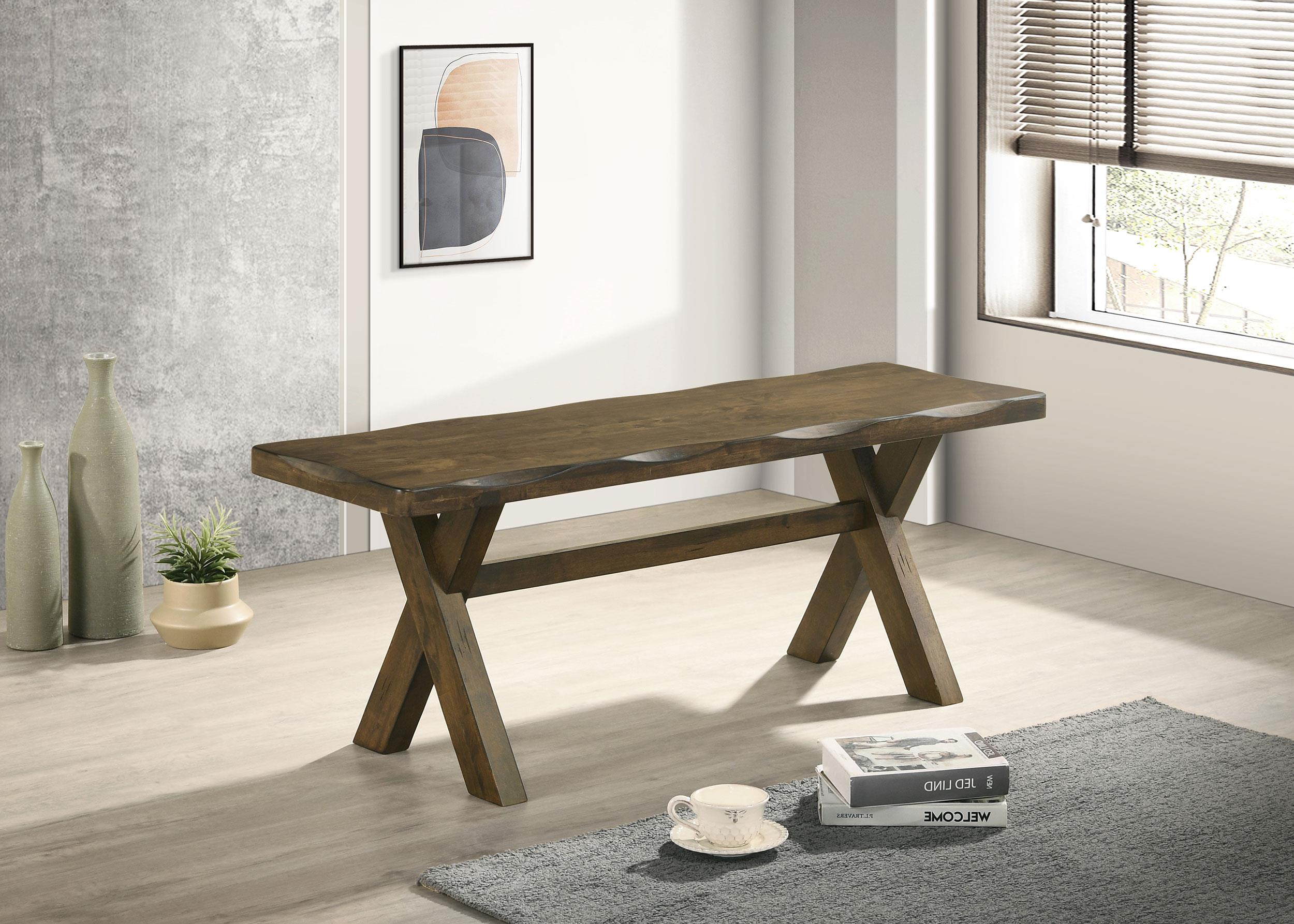 Alston X-shaped Dining Bench Knotty Nutmeg - Luxury Home Furniture (MI)