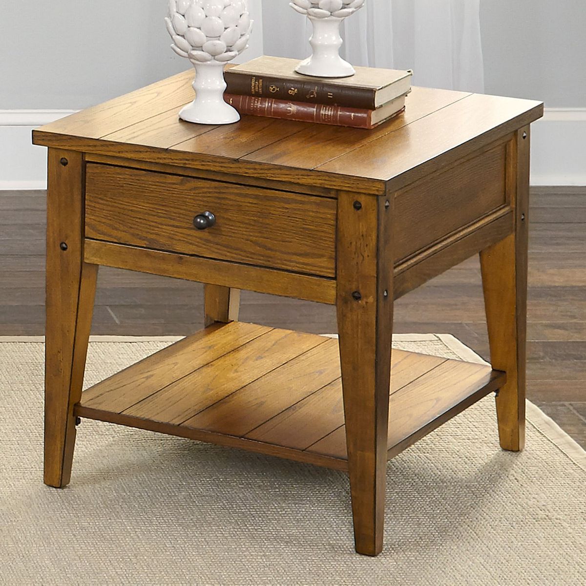 Liberty Furniture Lake House End Table in Oak - Luxury Home Furniture (MI)