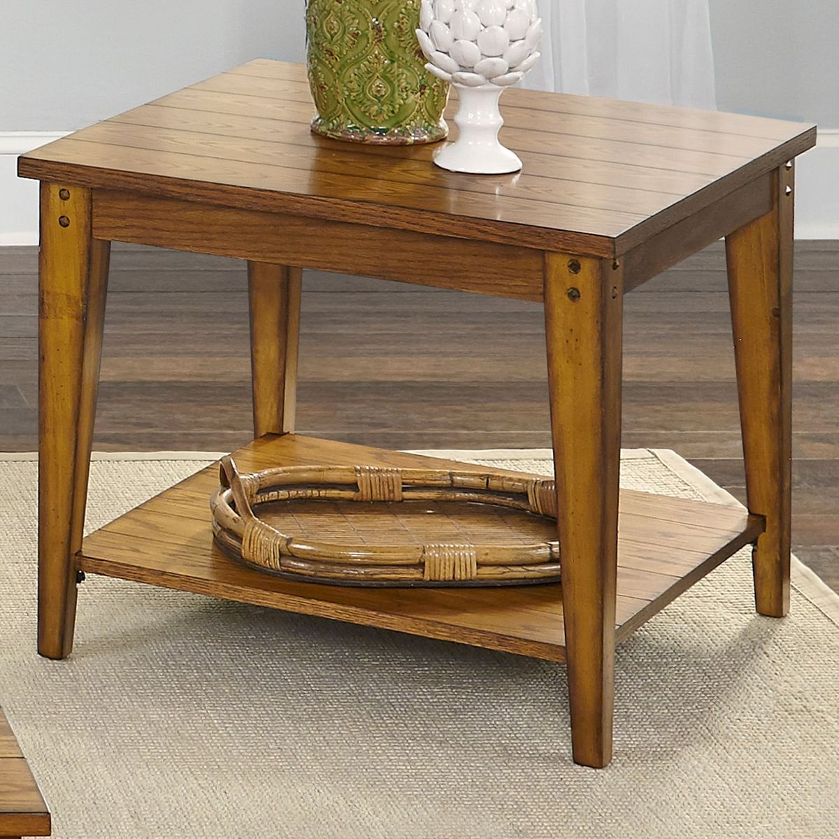Liberty Furniture Lake House Square Lamp Table in Oak - Luxury Home Furniture (MI)