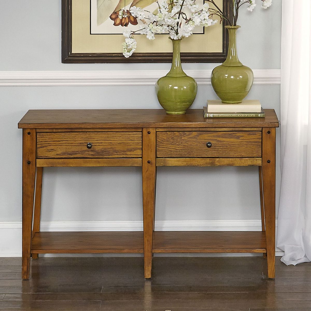 Liberty Furniture Lake House Sofa Table in Oak - Luxury Home Furniture (MI)