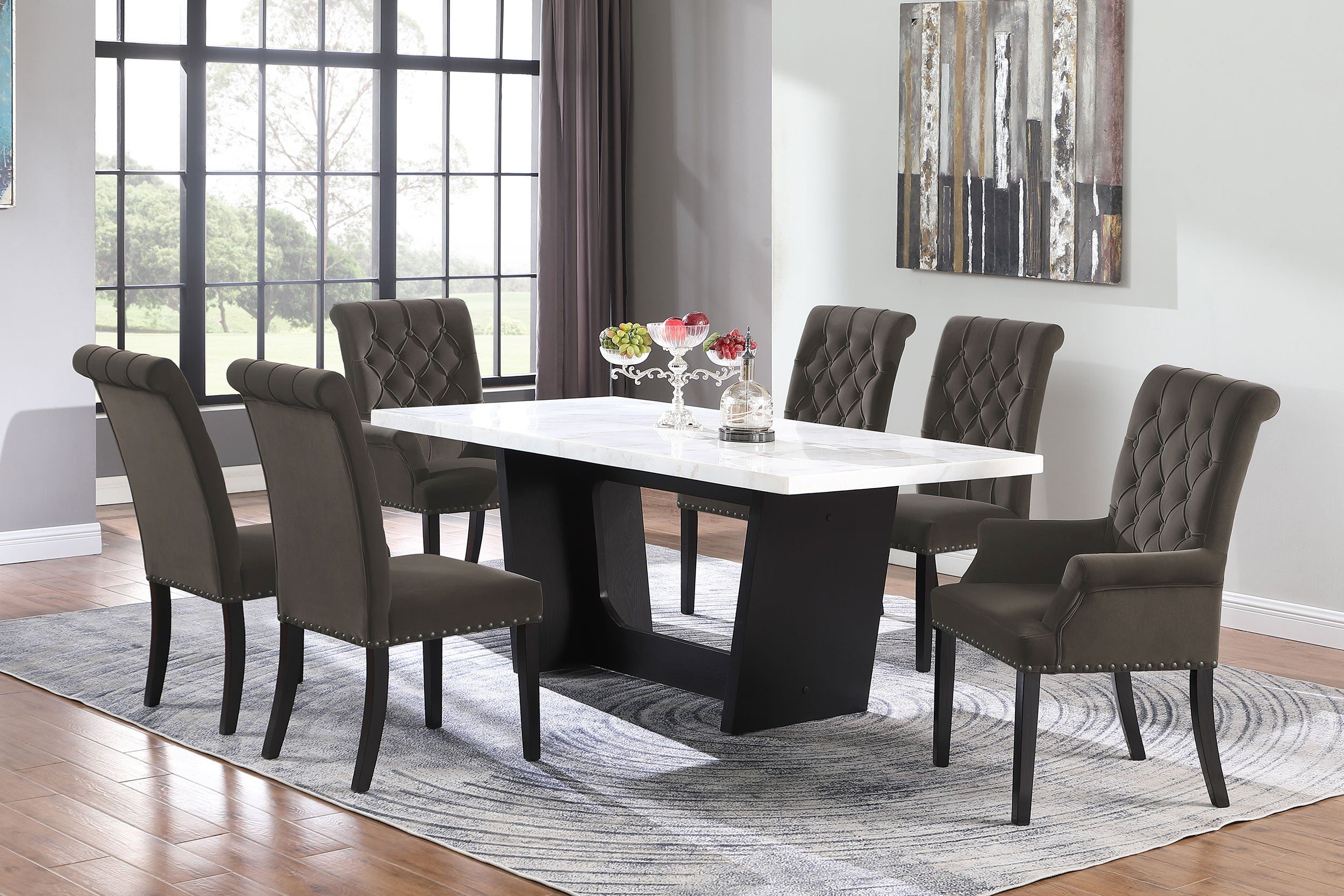 Sherry Rectangular Marble Top Dining Table set - Luxury Home Furniture (MI)