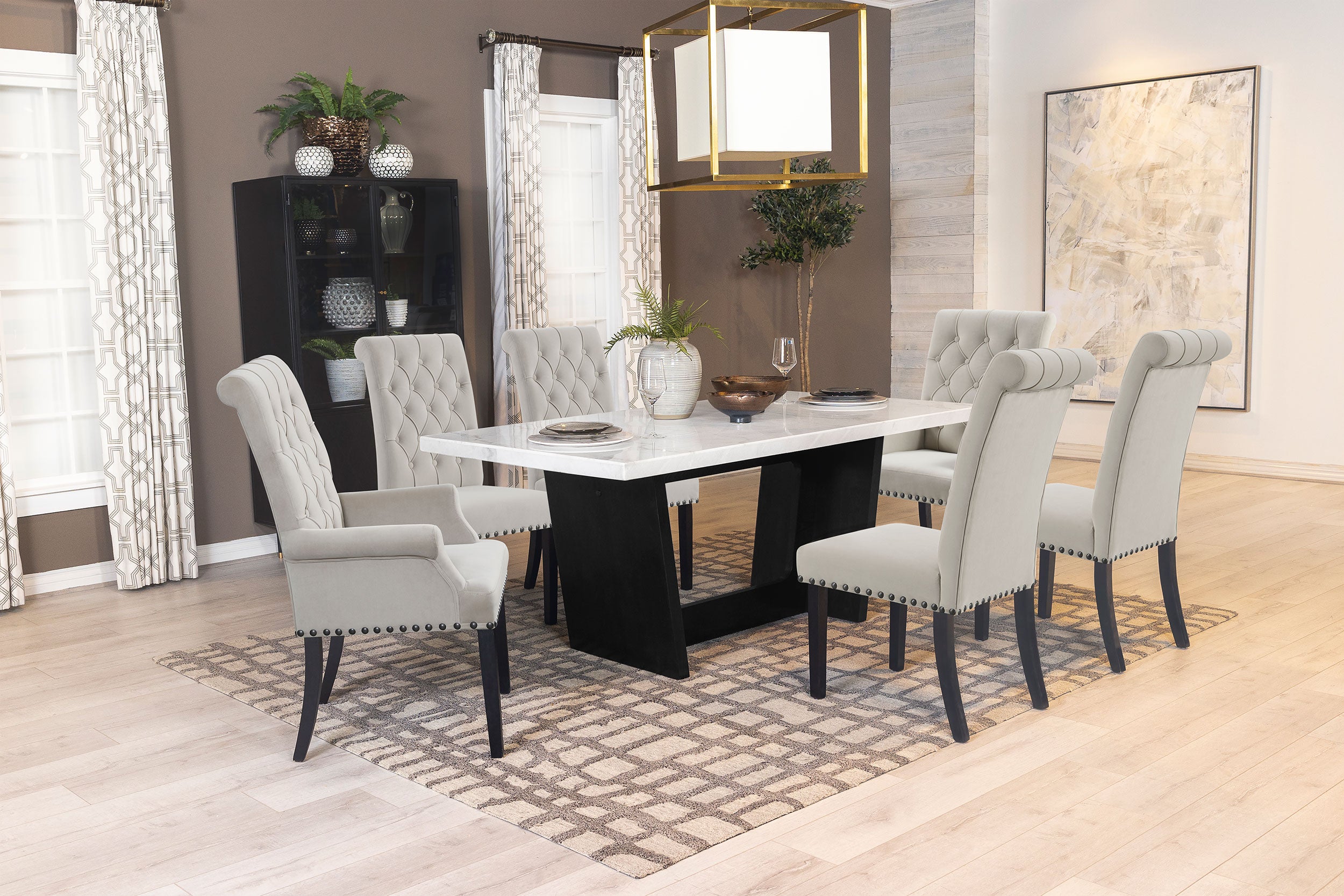 Sherry Rectangular Marble Top Dining Table set - Luxury Home Furniture (MI)