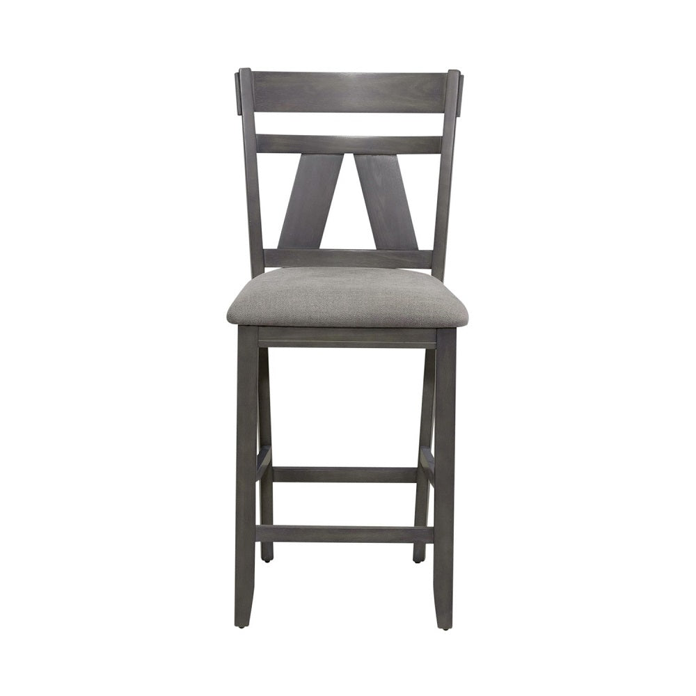 Liberty Furniture Lawson Splat Back Counter Chair (Set of 2) in Weathered Gray - Luxury Home Furniture (MI)