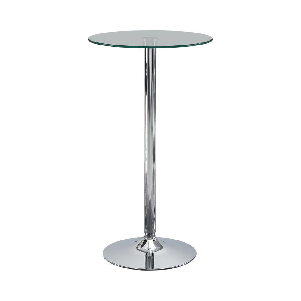 Abiline Glass Top Round Bar Table Chrome - Luxury Home Furniture (MI)