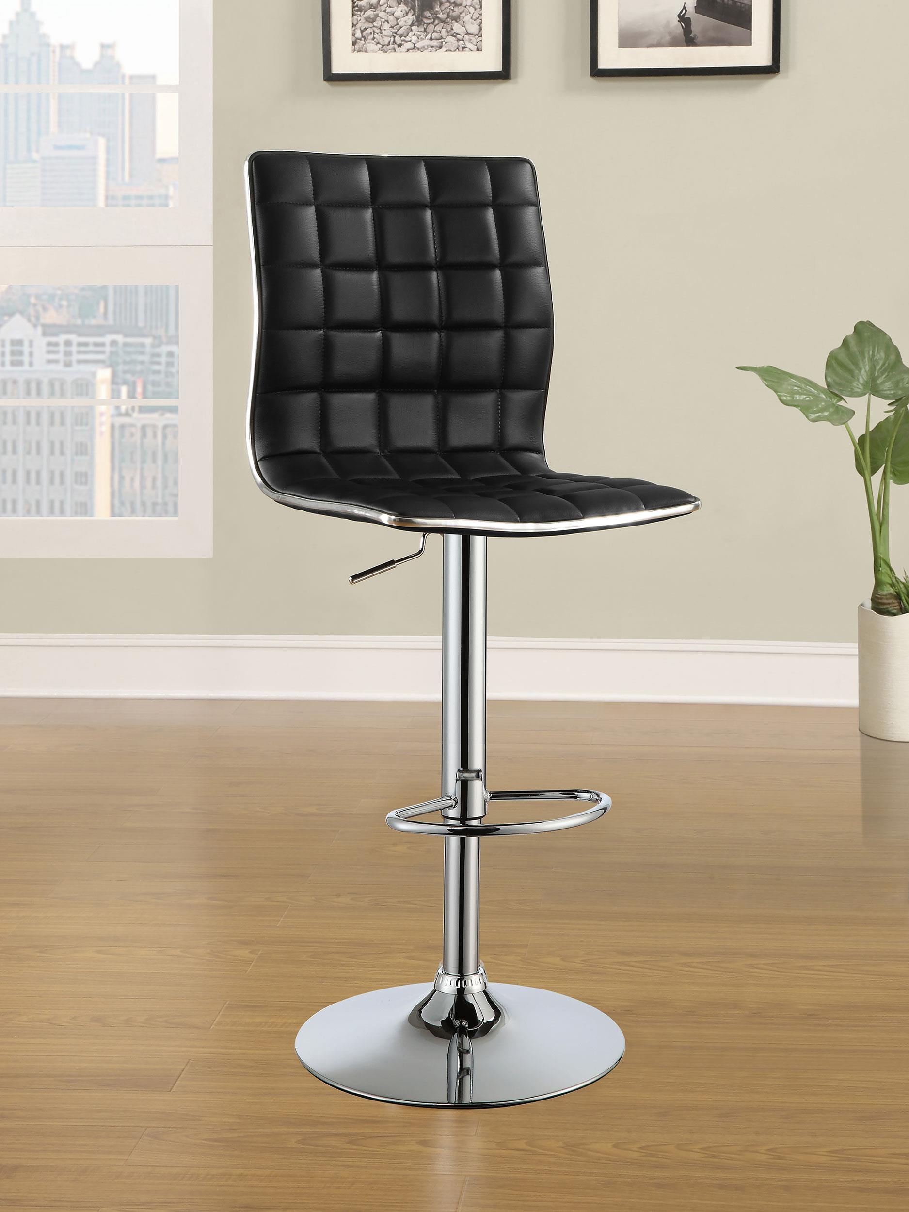 Ashbury Upholstered Adjustable Bar Stools Black and Chrome (Set of 2) - Luxury Home Furniture (MI)