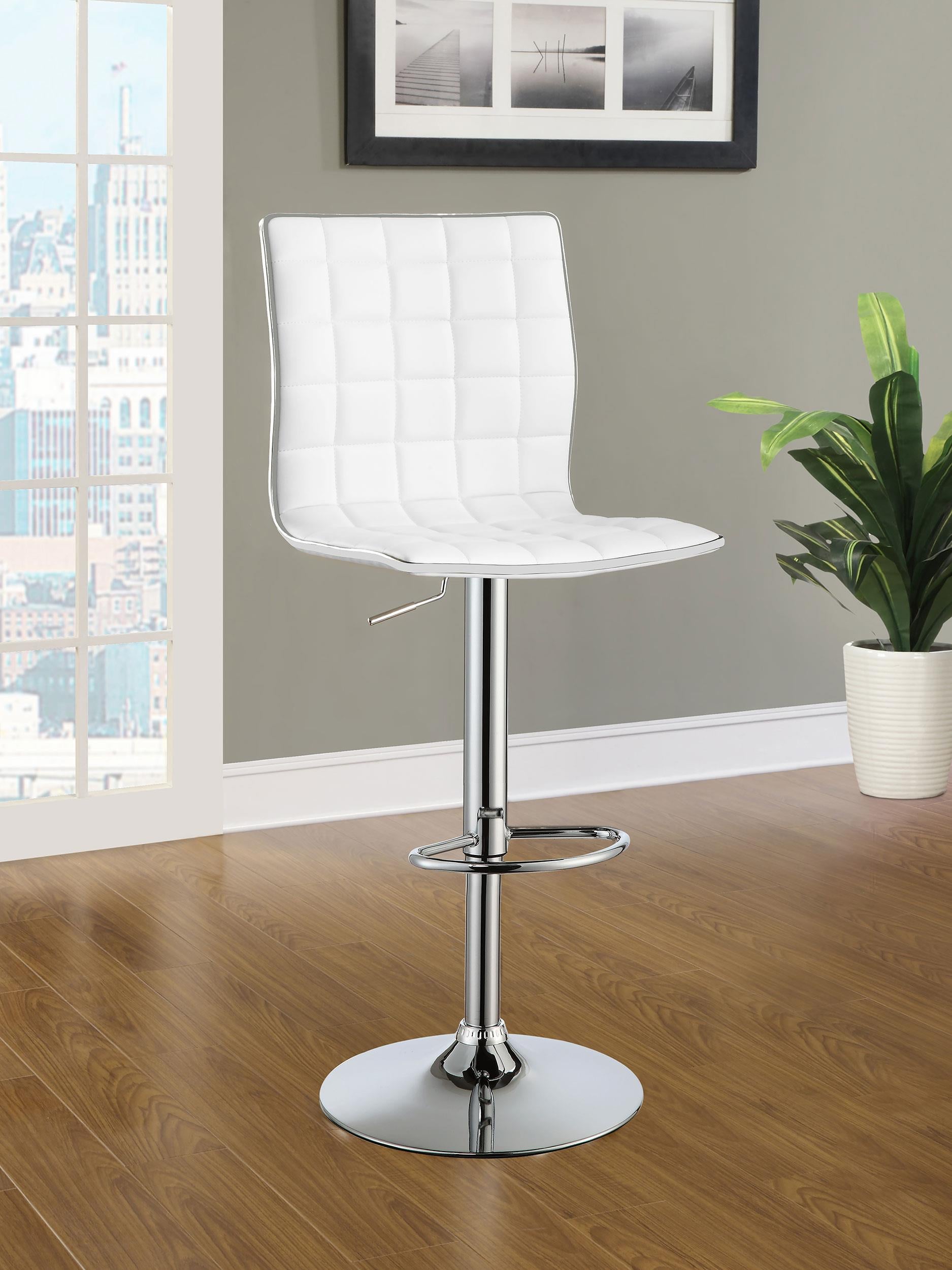 Ashbury Upholstered Adjustable Bar Stools White and Chrome (Set of 2) - Luxury Home Furniture (MI)