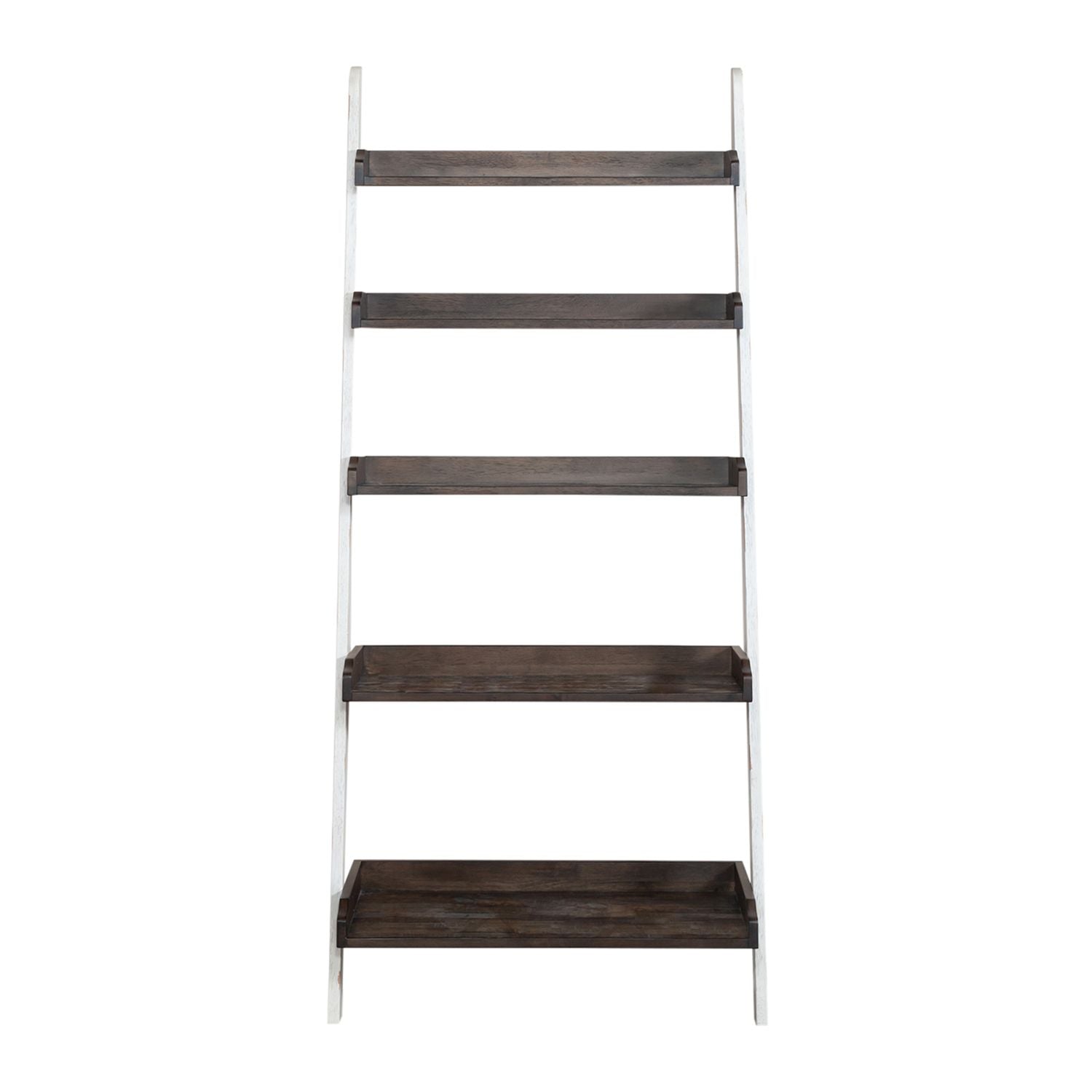 Farmhouse Leaning Bookcase in White/Oak - Luxury Home Furniture (MI)