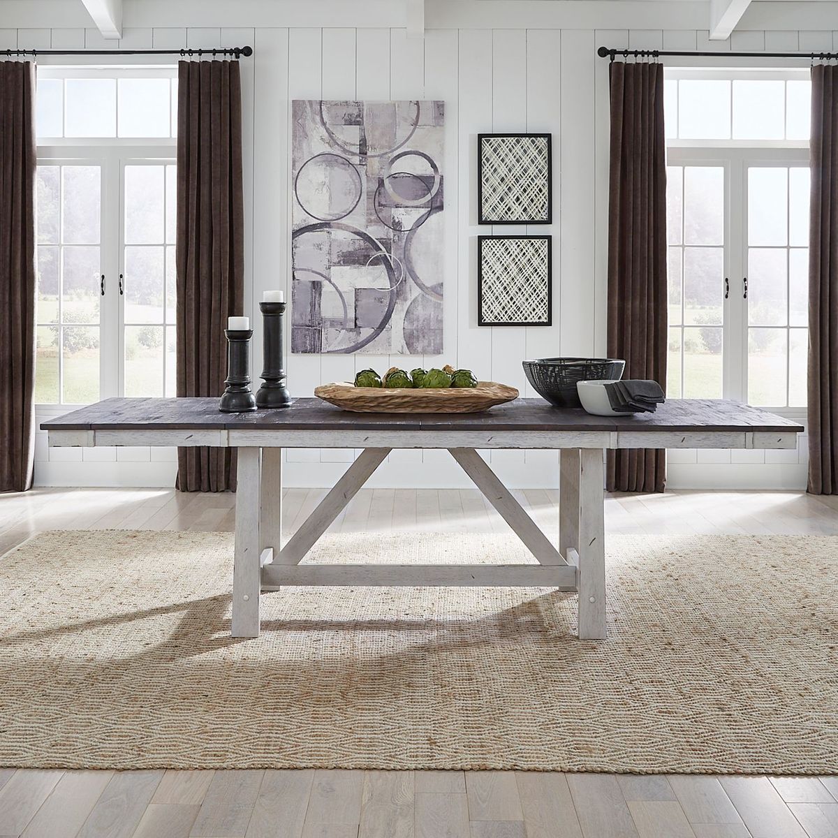 Liberty Furniture Farmhouse Trestle Table in White - Luxury Home Furniture (MI)