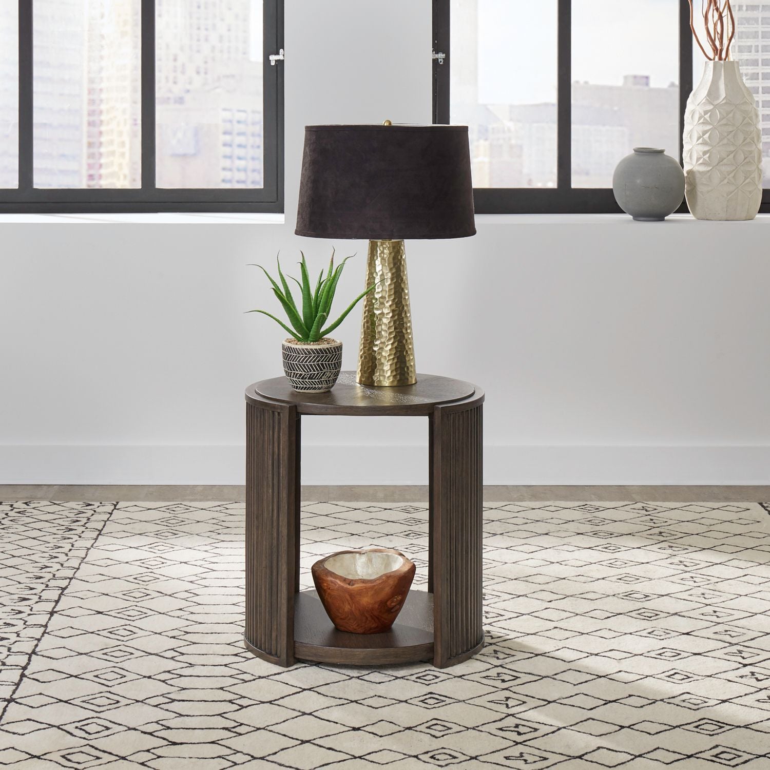 City View Round End Table in Coffee Bean image