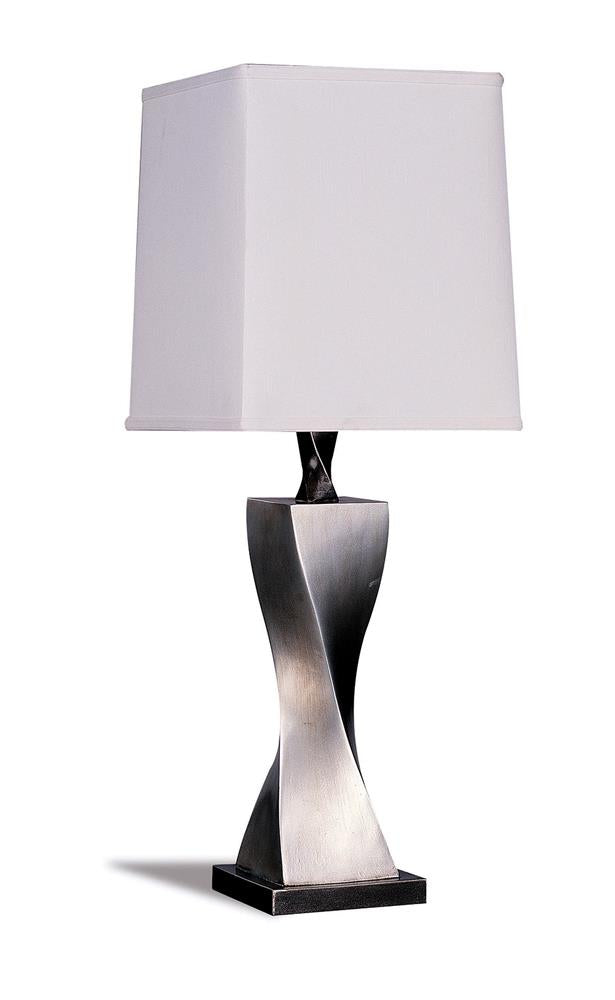 Keene Square Shade Table Lamps White and Antique Silver (Set of 2) - Luxury Home Furniture (MI)