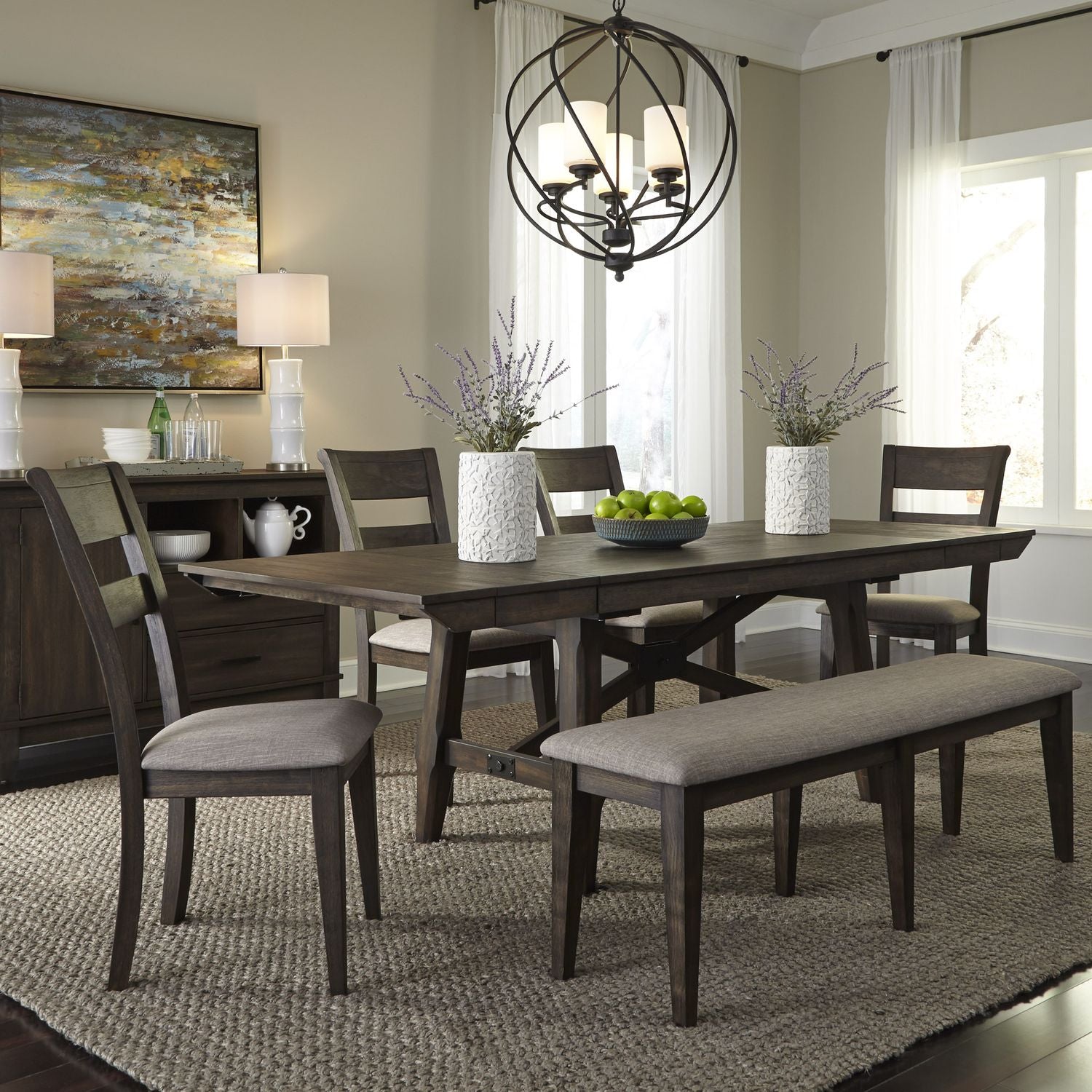 Double Bridge Bench (RTA) in Dark Chestnut - Luxury Home Furniture (MI)