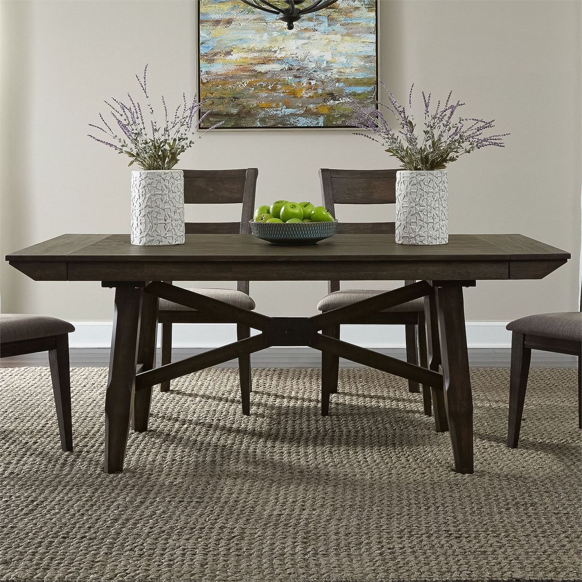 Liberty Furniture Double Bridge Trestle Table in Dark Chestnut - Luxury Home Furniture (MI)