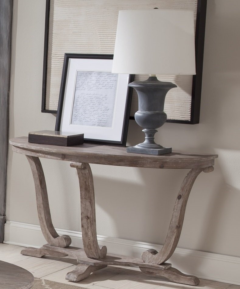 Liberty Furniture Greystone Mill Sofa Table in Stone White - Luxury Home Furniture (MI)