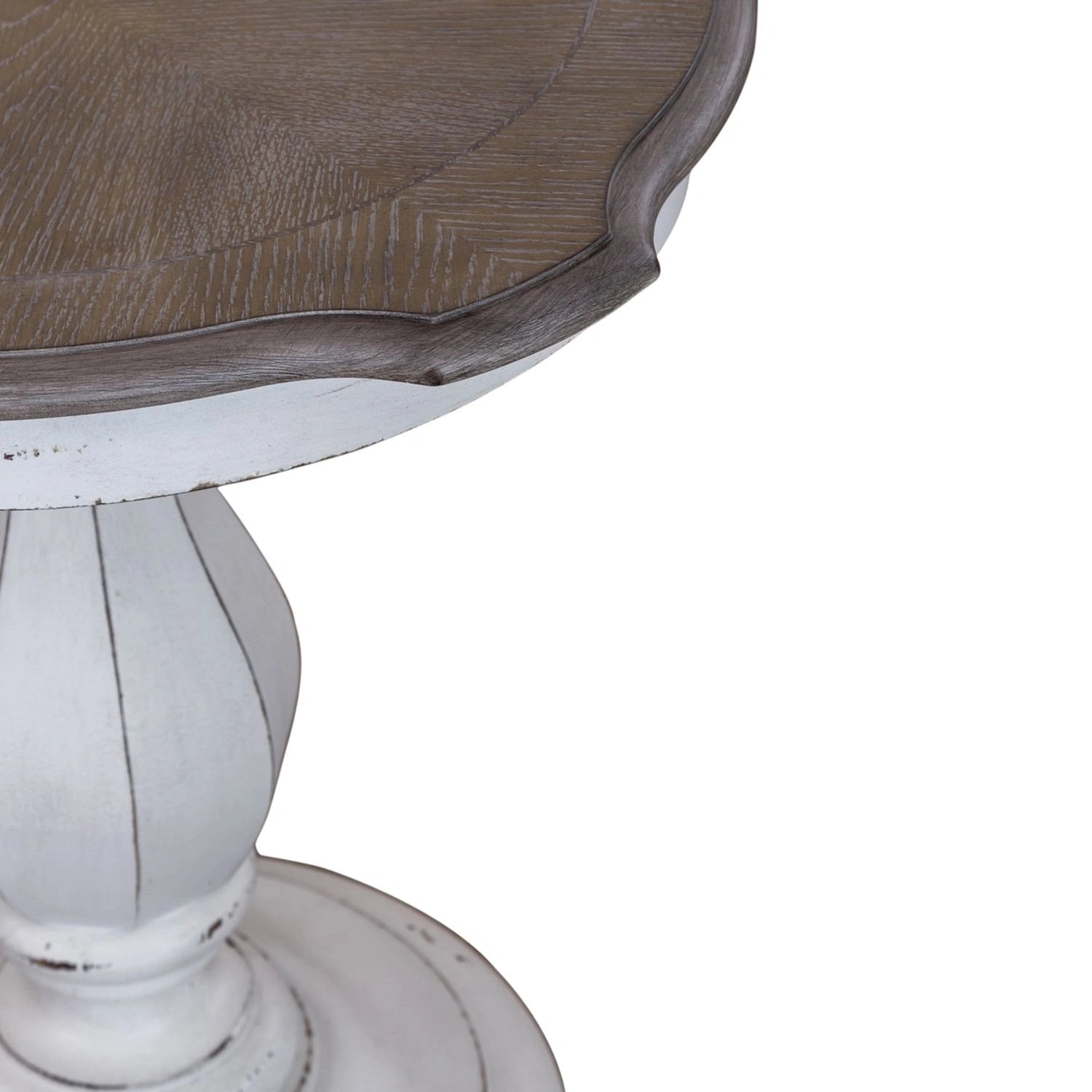 Magnolia Manor Round Accent Table in Antique White Base w/ Weathered Bark Tops image