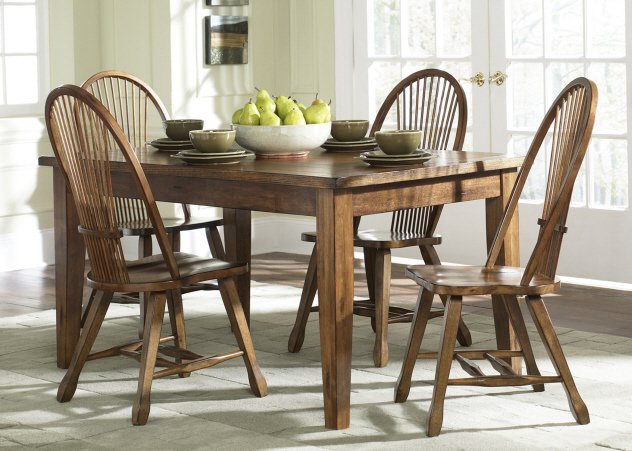 Liberty Furniture Treasures Solid Top Leg Table in Rustic Oak Finish - Luxury Home Furniture (MI)