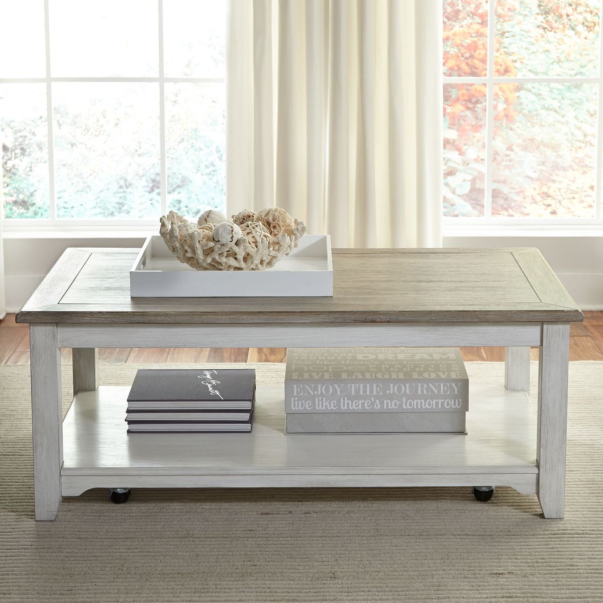 Liberty Furniture Summerville Rectangular Cocktail Table in Soft White Wash - Luxury Home Furniture (MI)