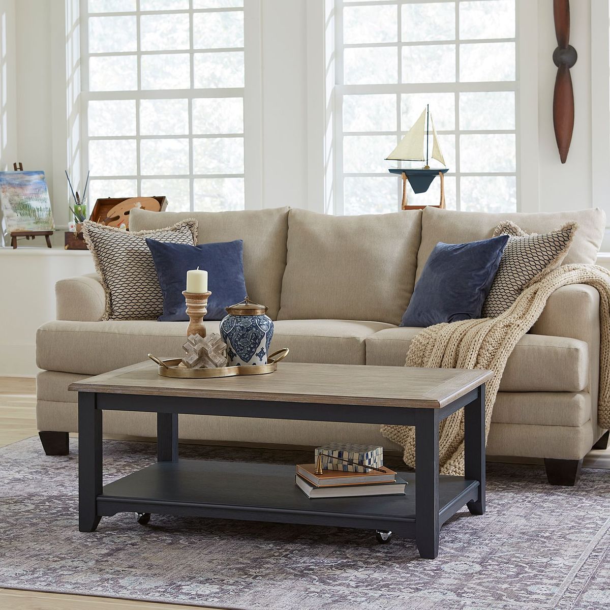 Liberty Furniture Summerville Rectangular Cocktail Table in Navy