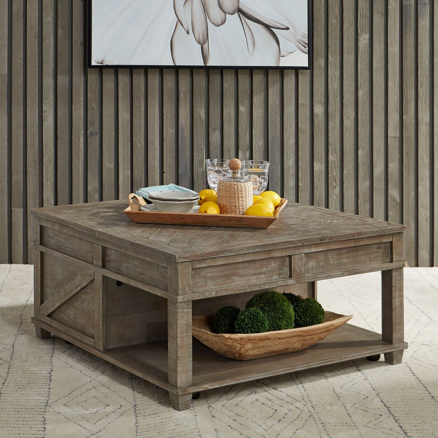 Parkland Falls Square Lift Top Cocktail Table in Weathered Taupe - Luxury Home Furniture (MI)