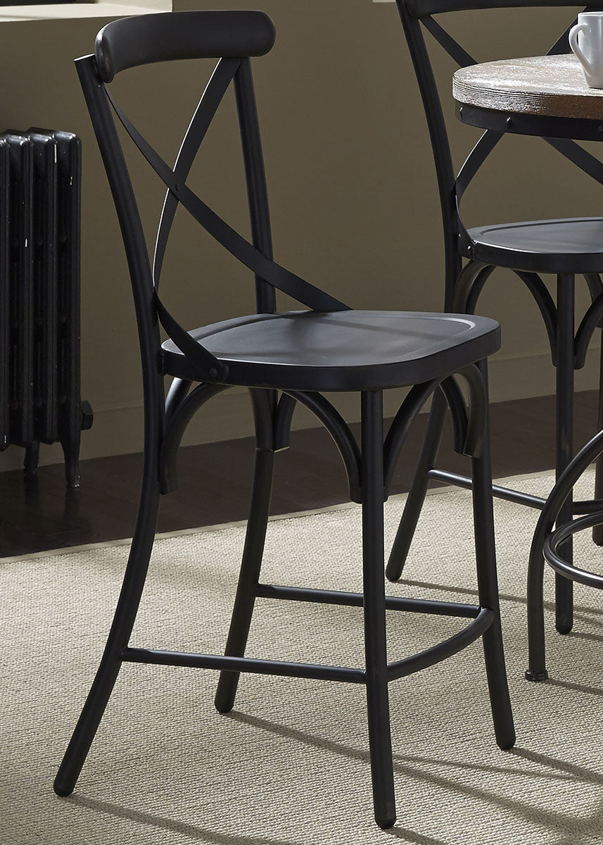 Liberty Furniture Vintage Dining Series X-Back Counter Chair in Black (Set of 2)