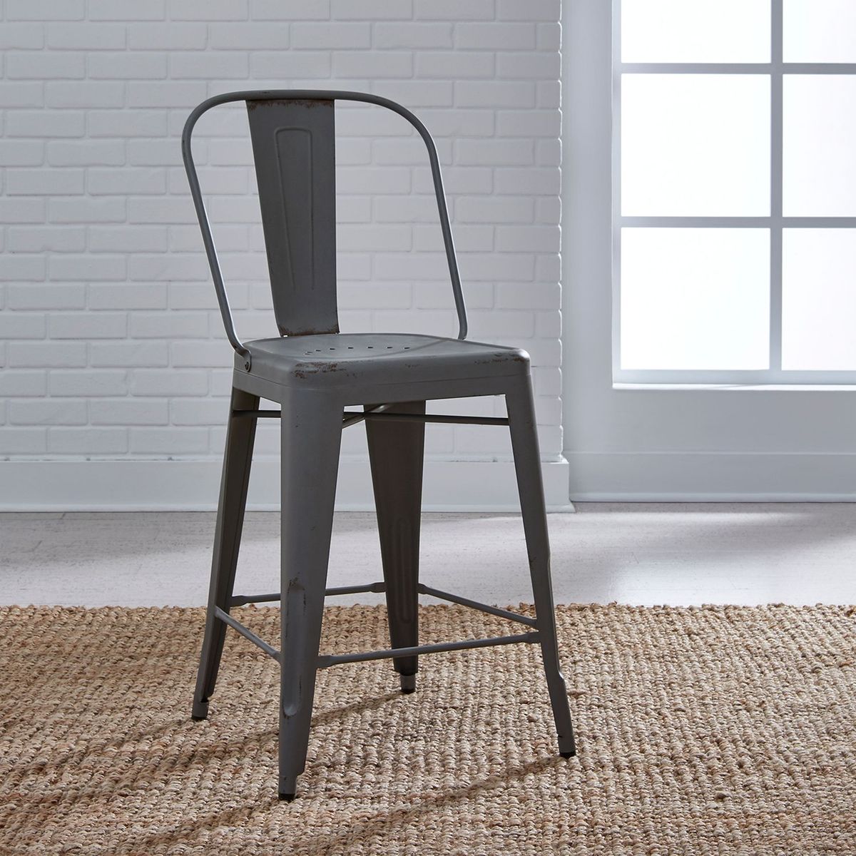 Liberty Furniture Vintage Series Bow Back Counter Chair in Grey (Set of 2) - Luxury Home Furniture (MI)