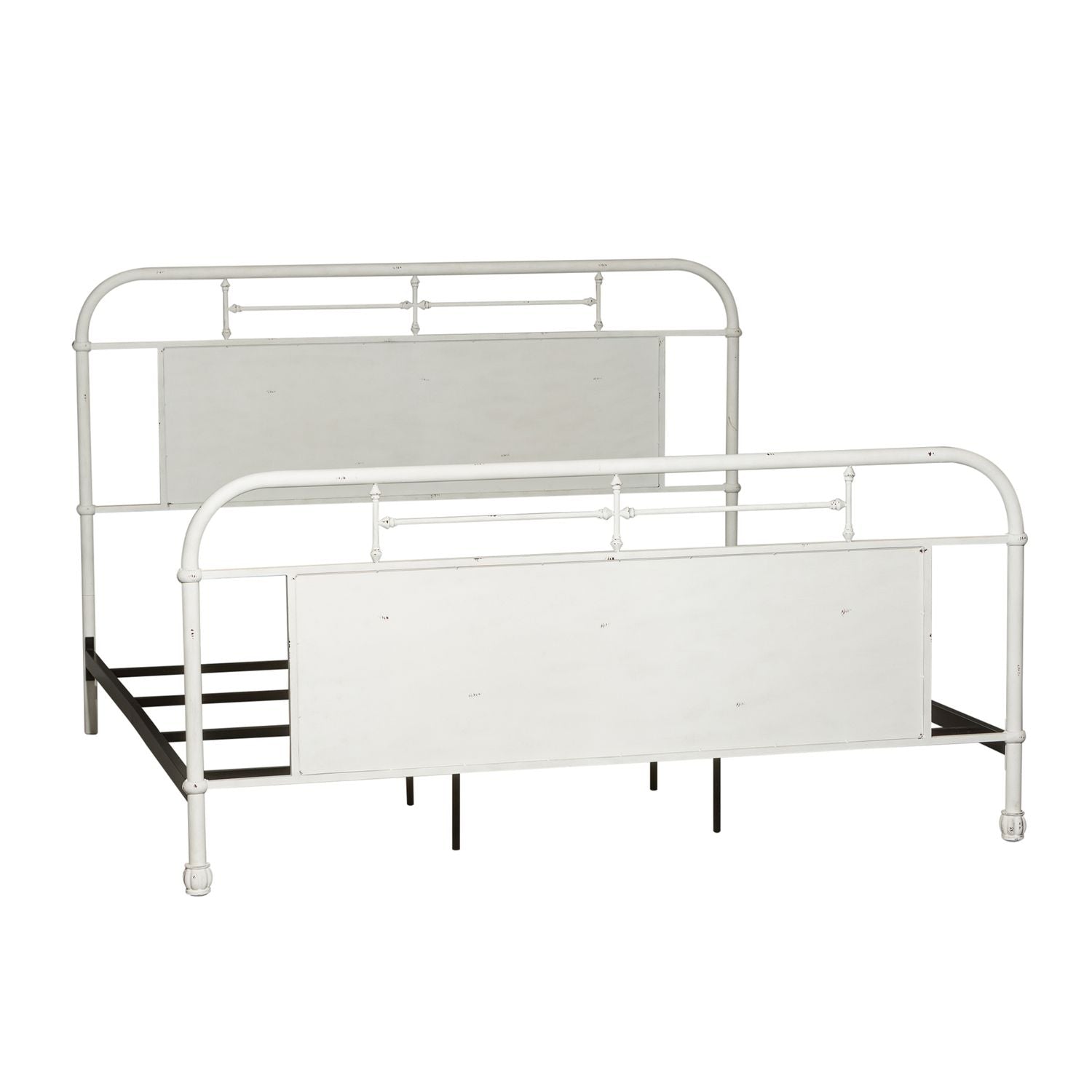 Vintage Series King Metal Bed in Antique White - Luxury Home Furniture (MI)