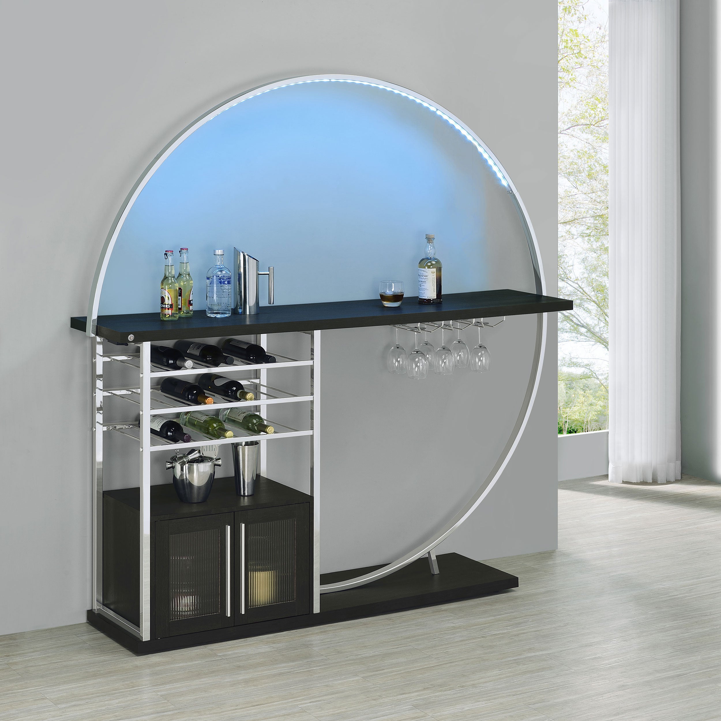 Risley Wine Cabinet with LED Lighting - Luxury Home Furniture (MI)