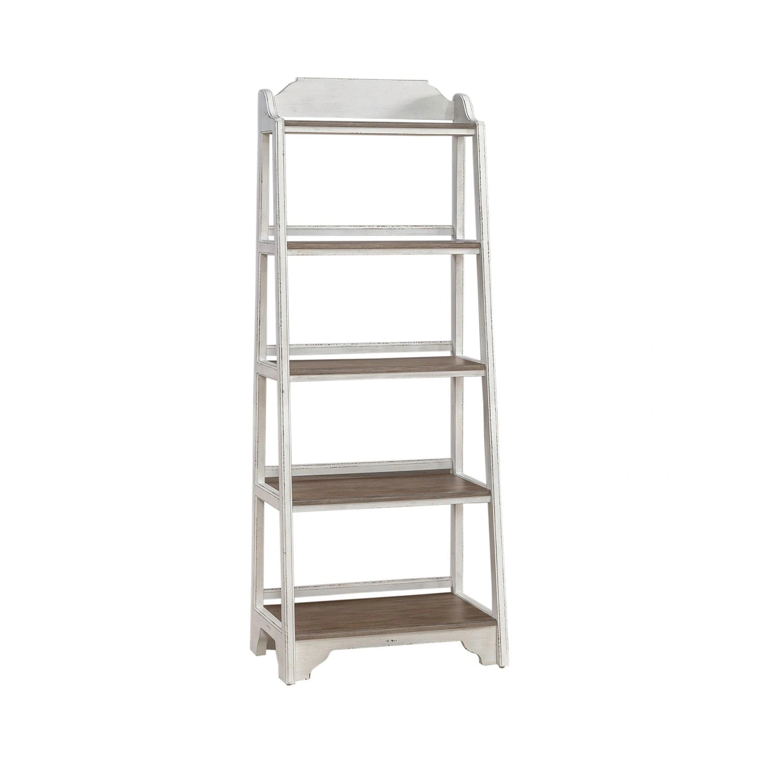 Magnolia Manor Leaning Pier Bookcase in Antique White & Weathered Bark image